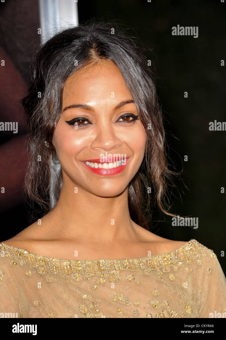 Zoe Saldana at arrivals for THE WORDS Premiere, The ArcLight Cinemas, Los Angeles, CA September 4, 2012. Photo By: Elizabeth Goodenough/Everett Collection Stock Photo