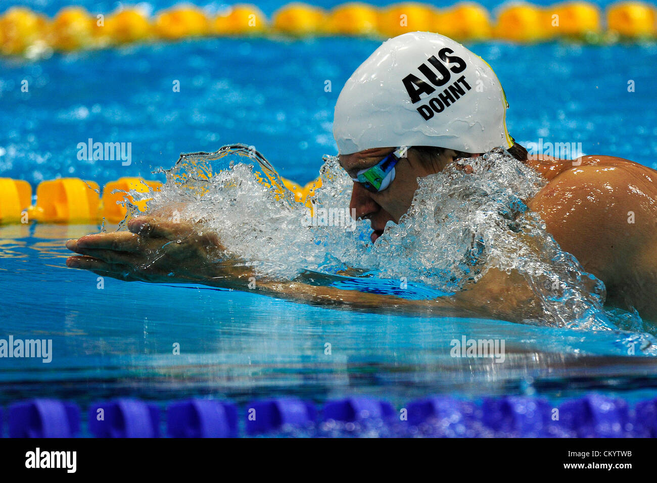 Stratford, London, UK. 5th September 2012. Jay Dohnt of Australia in action during the Men's 100m Breaststroke SB6 on day 7 of the London 2012 Paralympic Games at the Aquatic Centre. Credit:  Action Plus Sports Images / Alamy Live News Stock Photo