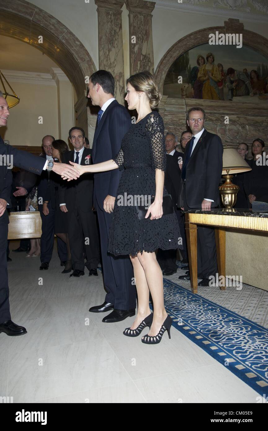 Nov. 7, 2011 - Londres, London, Spain - Prince Felipe and Princess Letizia attend the Delivery of Credentials to Friends of Spain in The United Kingdom and 125th Anniversary Dinner of the Official Chamer of Comerce of Spain in Britain at Landmark Hotel in London (Credit Image: © Jack Abuin/ZUMAPRESS.com) Stock Photo