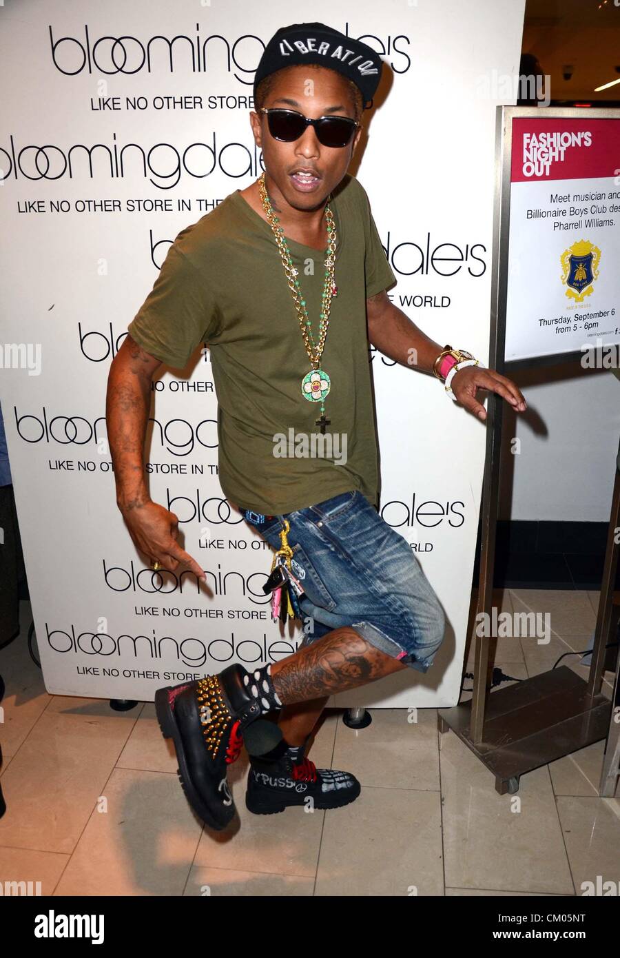 Pharrell Williams in attendance for Bloomingdale's Fashion's Night Out (FNO) Celebration, Bloomingdale's Flagship Store, New York, NY September 6, 2012. Photo By: Derek Storm/Everett Collection Stock Photo