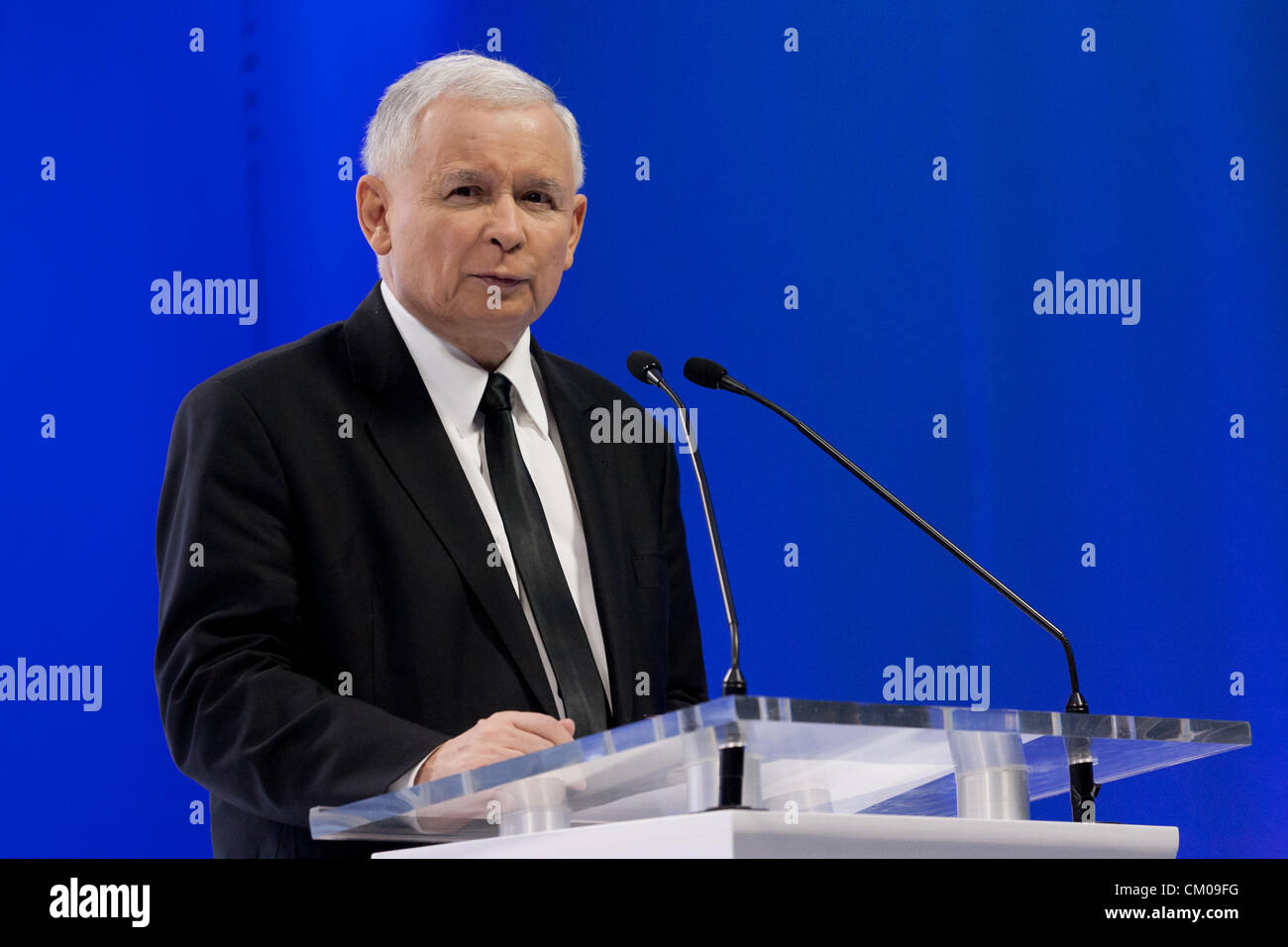 Warsaw, Poland. 7th September 2012. Jaroslaw Kaczynski (on the picture) - leader of the Biggest opposition party Law and Justice invites goverment to the debate about public finance in Poland. Stock Photo