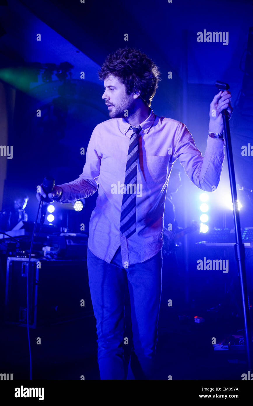 Portland, Oregon. 5th September 2012. Passion Pit performs onstage at the Crystal Ballroom in Portland, Oregon, USA as part of MusicFest NW on 5 Sept 2012. Photo Credit:  Anthony Pidgeon/ Alamy Live News Stock Photo