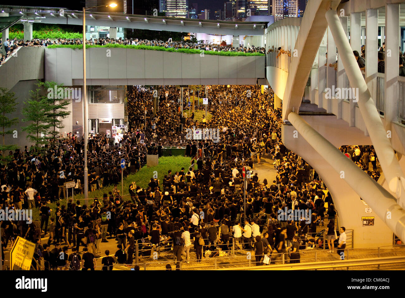 Hong Kong, China Sept. 7 2012 Protesters gather in opposition to government mandated school curriculum Stock Photo