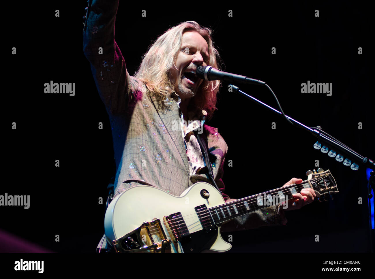 LINCOLN, CA – September 6: Tommy Shaw with Styx performs at Thunder Valley Casino Resort in Lincoln, California on September 6th, 2012 Stock Photo