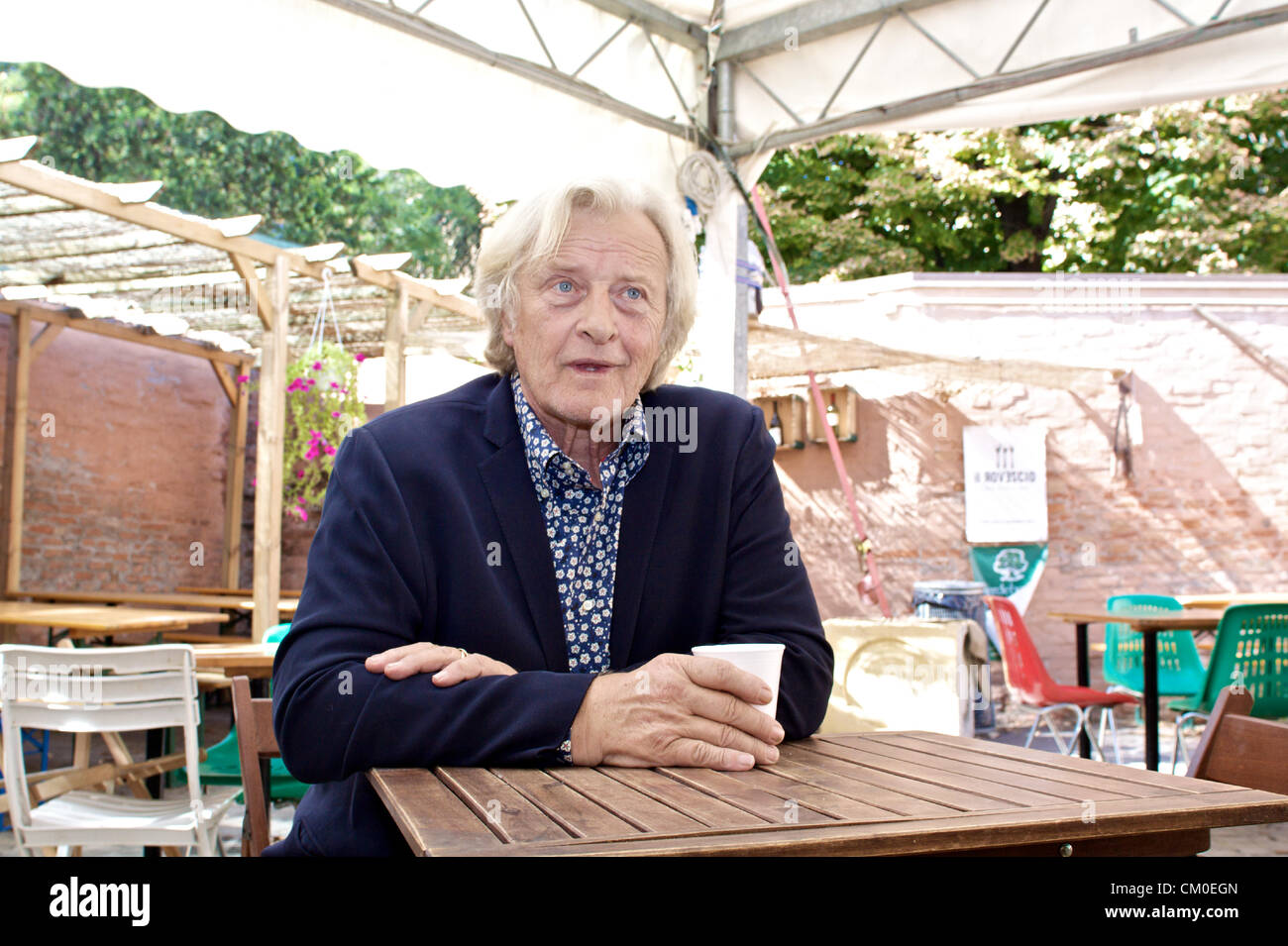 BOLOGNA, ITALY - SEP 08: Rutger Hauer [Actor] having a free talk with Young movie maker at the Cineteca in Bologna, Italy on Sep 08, 2012. Stock Photo