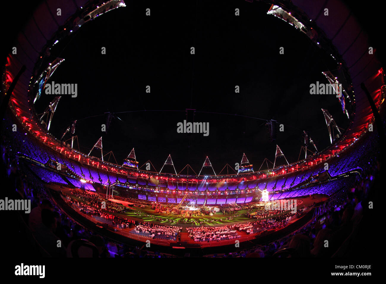 09.09.2012. London, England. A general view of the Olympic Stadium during the Closing Ceremony of the London 2012 Paralympic Games. Stock Photo