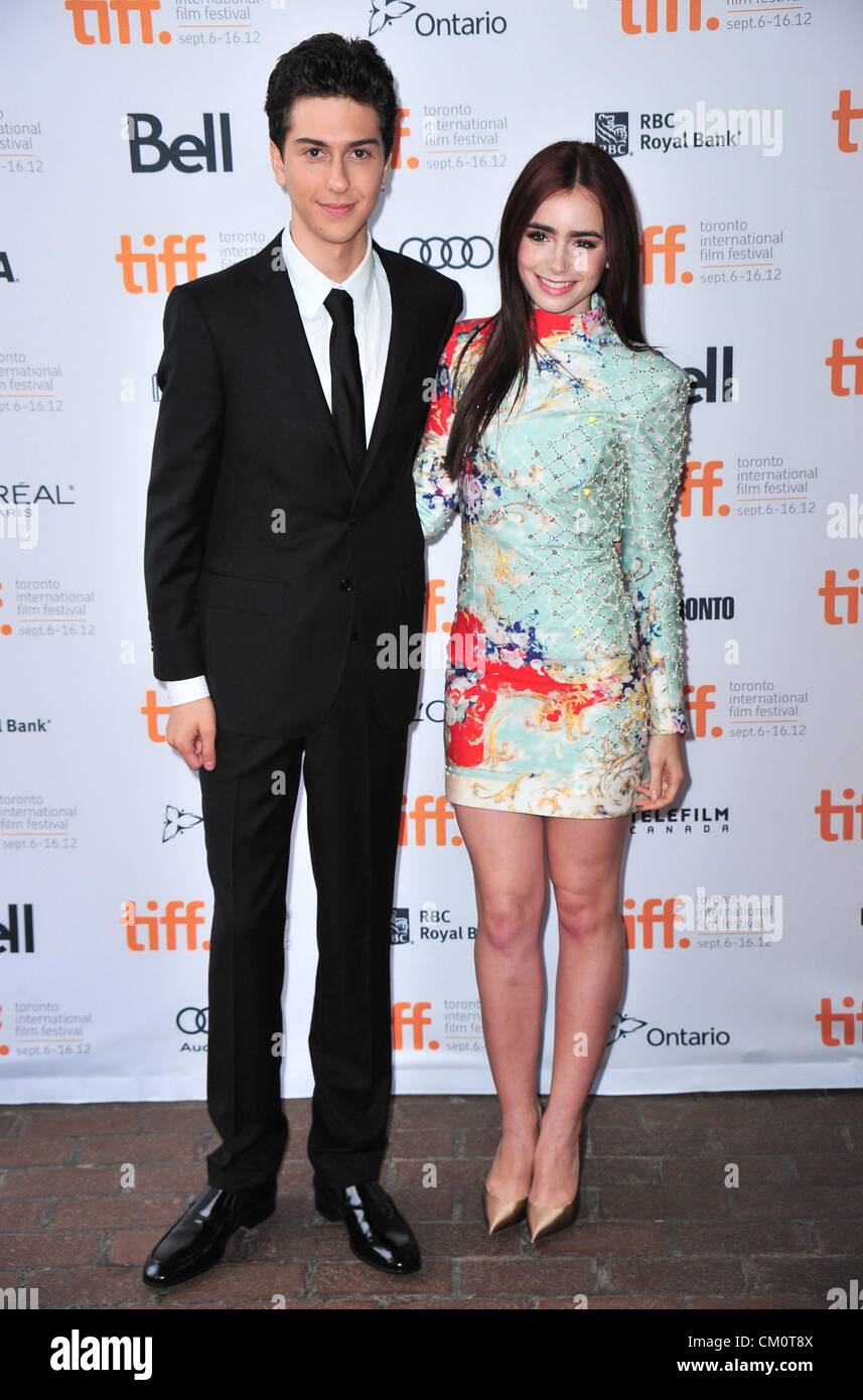 Nat Wolff Lily Collins At Arrivals For Writers Premiere At Toronto International Film Festival Ryerson Theatre Toronto On September 9 2012 Photo By Gregorio Binuya Everett Collection Stock Photo Alamy
