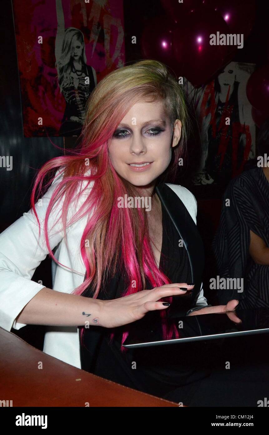 New York, USA. 10th September 2012. Avril Lavigne at the after-party for  Abbey Dawn Spring/Summer 2013 Collection Runway Fashion Show - AFTER PARTY,  Catch, New York, NY September 10, 2012. Photo By:
