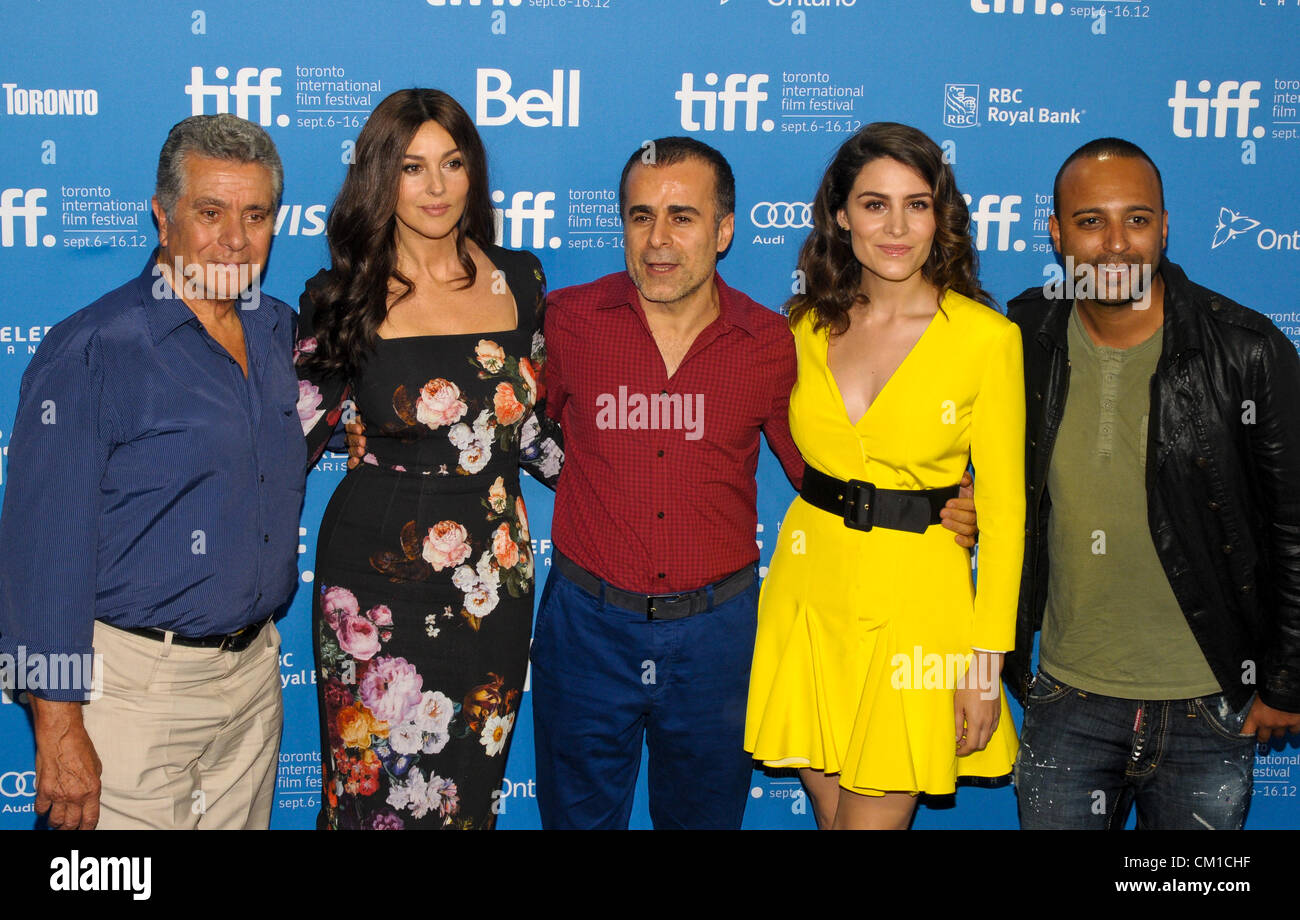 Sept. 12, 2012 - Toronto, Ontario, Canada - (L-R) Actors  BEHROUZ VOSSOUGHI, MONICA BELLUCCI, Writer/Director/Producer BAHRAM GHODABI, actors BELCIM BILGIN and ARASH LABAF attend the 'Rhino Season' photo call during the 2012 Toronto International Film Festival at TIFF Bell Lightbox on September 12, 2012 in Toronto, Canada. (Credit Image: © Igor Vidyashev/ZUMAPRESS.com) Stock Photo