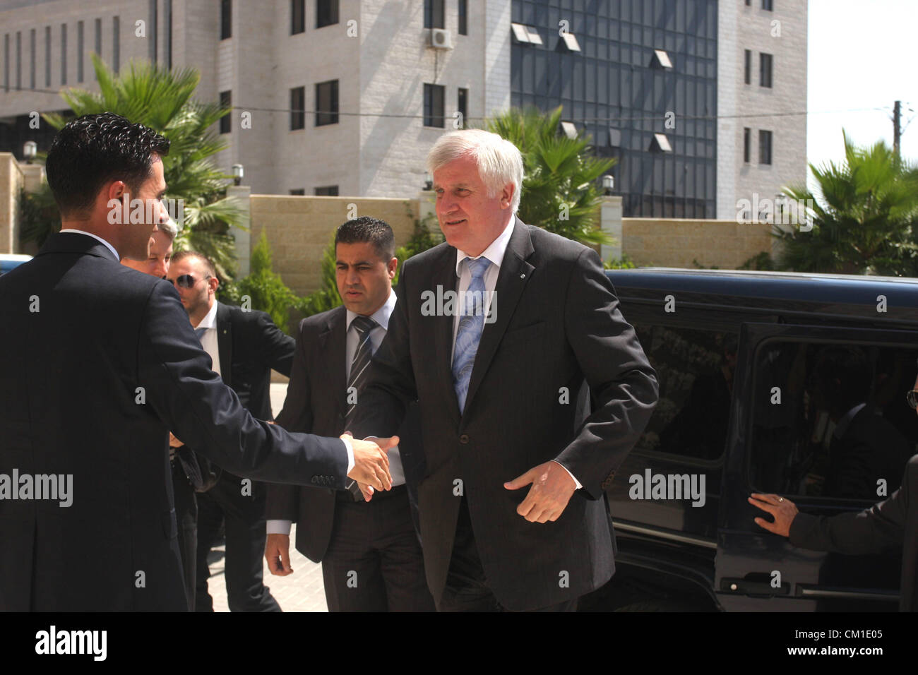 Ramallah, West Bank, Palestinian Territory. 13th September 2012. Mr. Giuliano Bezabia Mayor Italian city of Milan arrives to the West Bank city of Ramallah, Sept. 11, 2012  (Credit Image: © Issam Rimawi/APA Images/ZUMAPRESS.com) Stock Photo