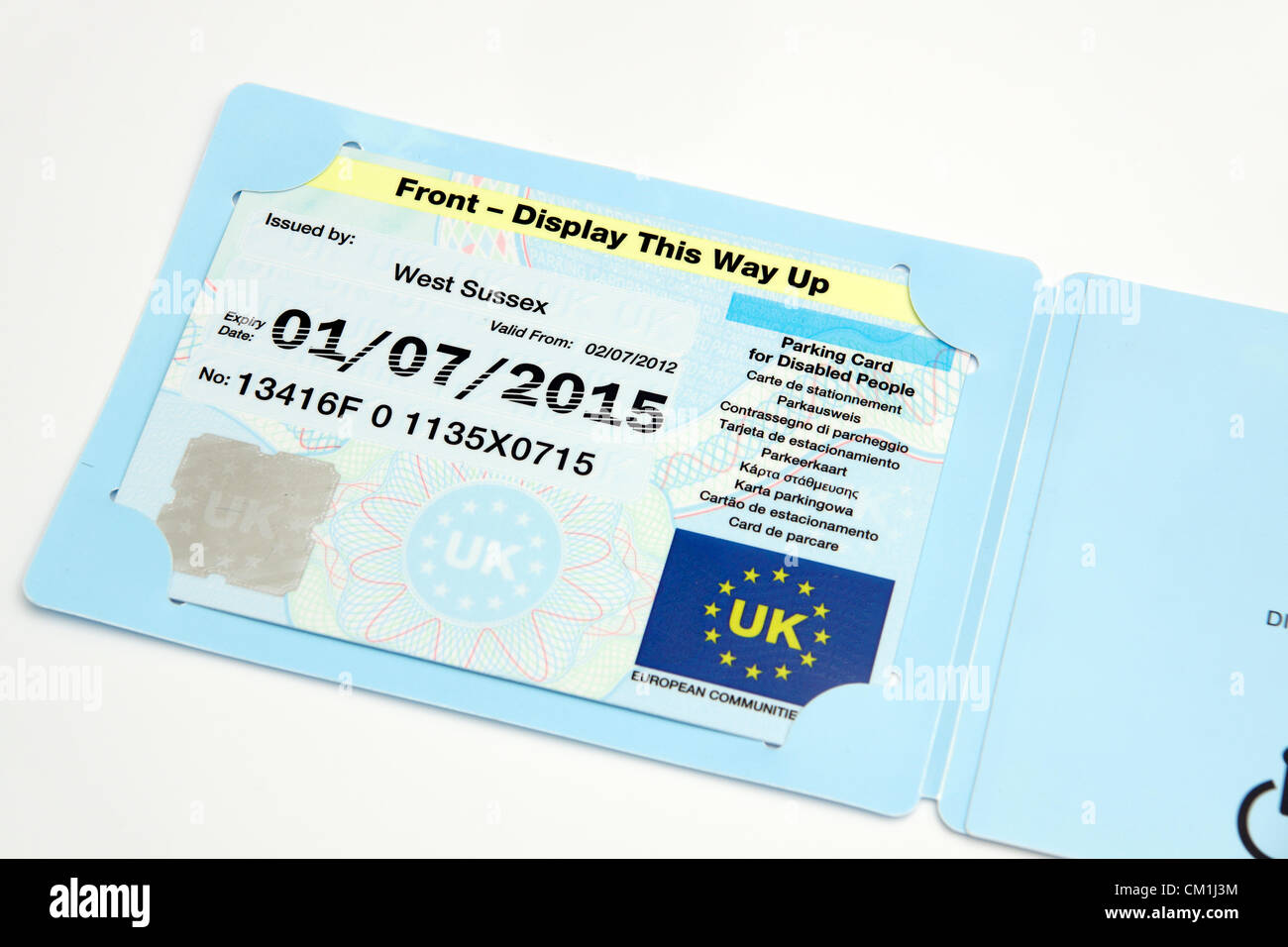 Parking card for disabled people (Disabled person's parking disc a