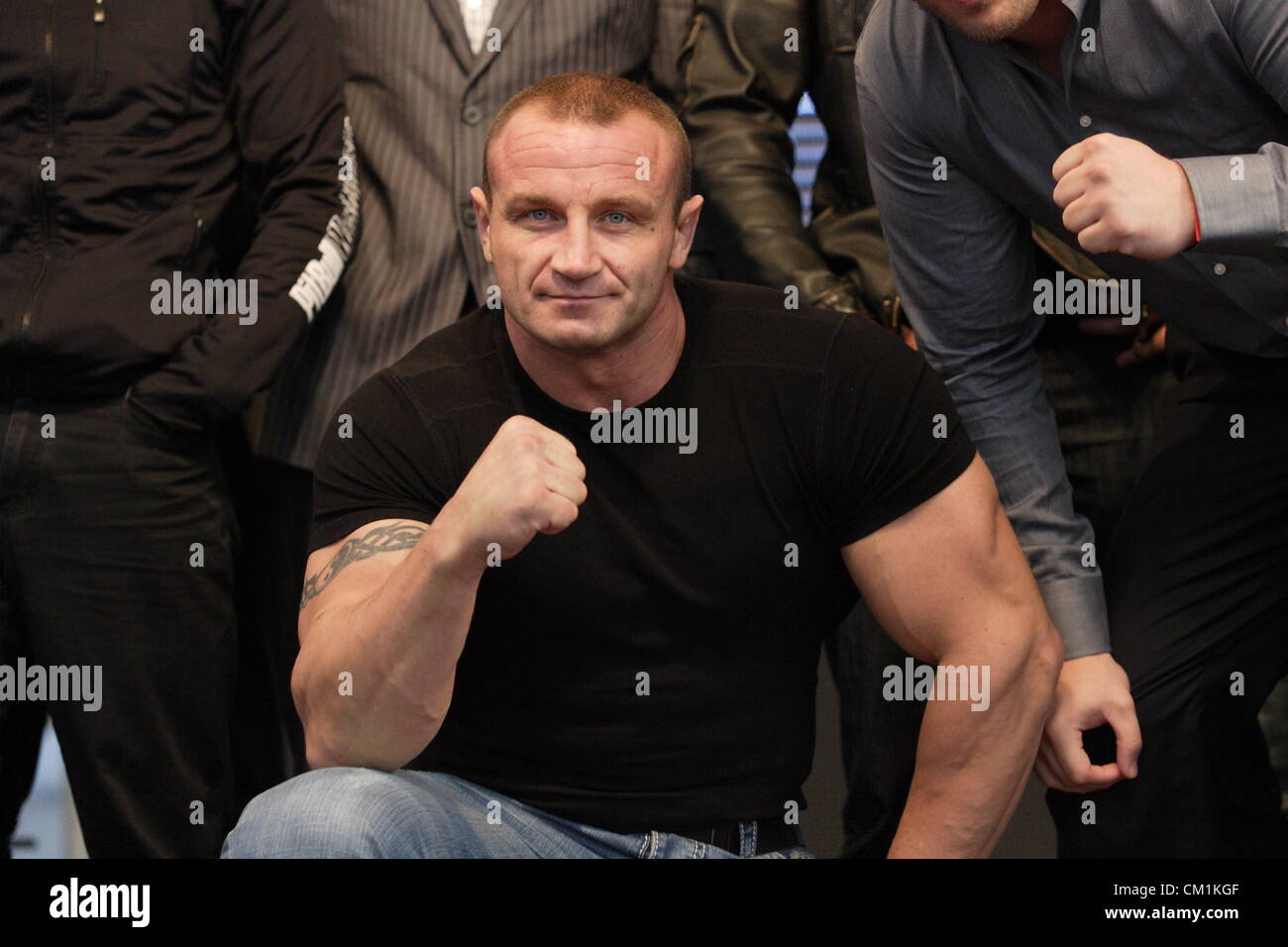Sopot, Poland 14th, September 2012 Official weighted ceremony before ' KSW 20  - Martial Arts Confrontation 20 '  which will take place on 15th September in Sopot. MMA fighter Mariusz Pudzianowski (C) during the ceremony Stock Photo
