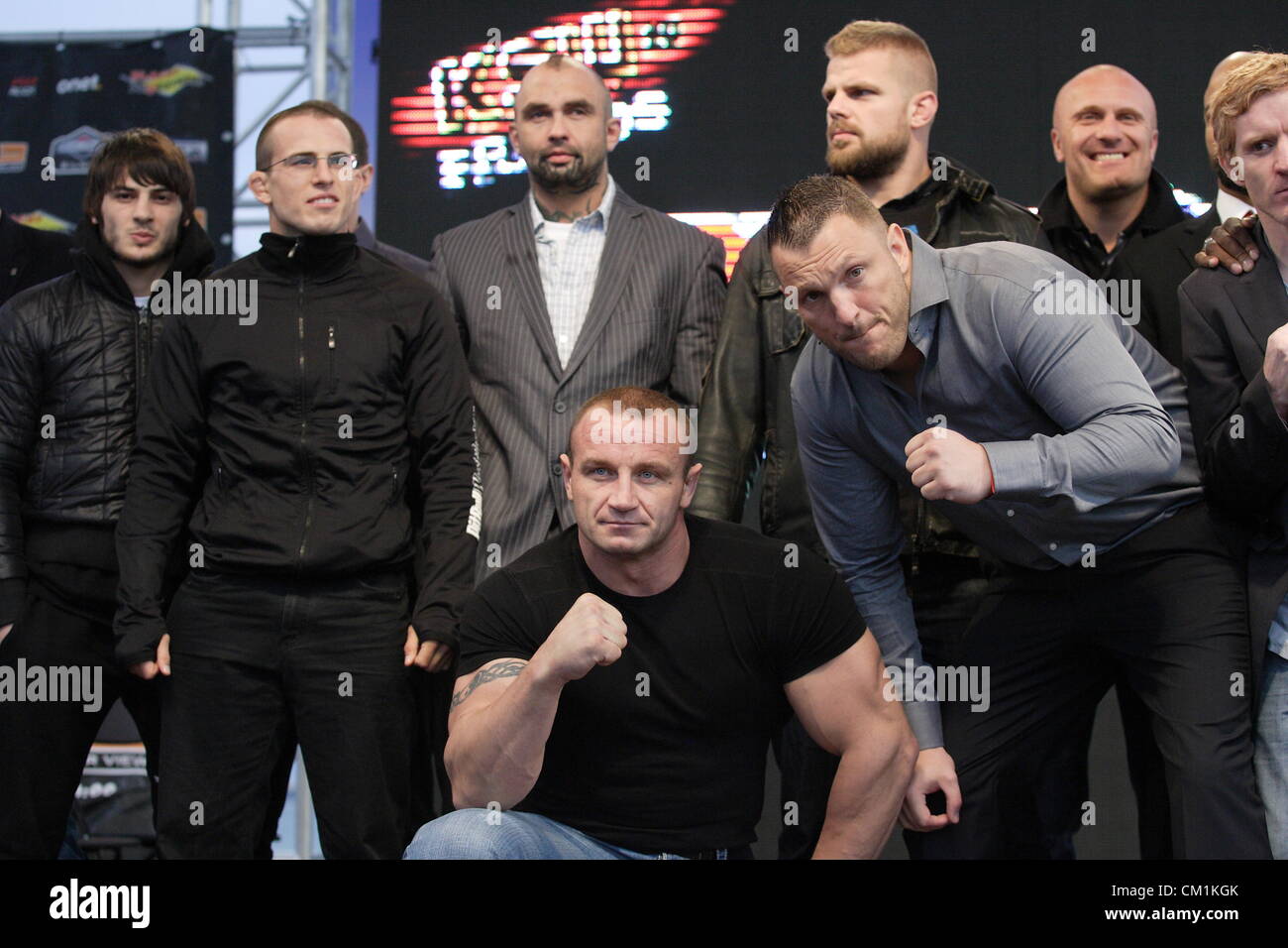 Sopot, Poland 14th, September 2012 Official weighted ceremony before ' KSW 20  - Martial Arts Confrontation 20 '  which will take place on 15th September in Sopot. MMA fighter Mariusz Pudzianowski (C) during the ceremony Stock Photo