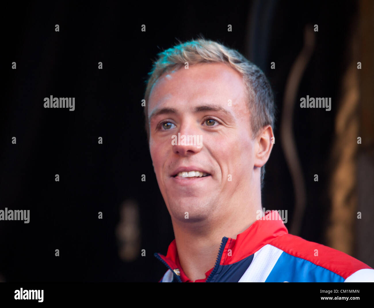 14th September, 2012. Robbie Renwick, Freestyle swimmer, at the end of