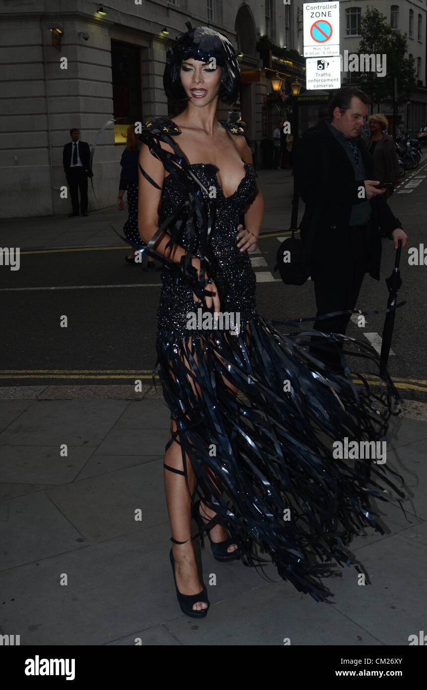 September 17th 2012: - German Model Micaela Schaefer, wears her infamous Tape dress at London Fashion Week during the Pam Hogg Catwalk fashion show. Micaela wore this dress previously at the German Premiere of 'Men in Black III'. Stock Photo
