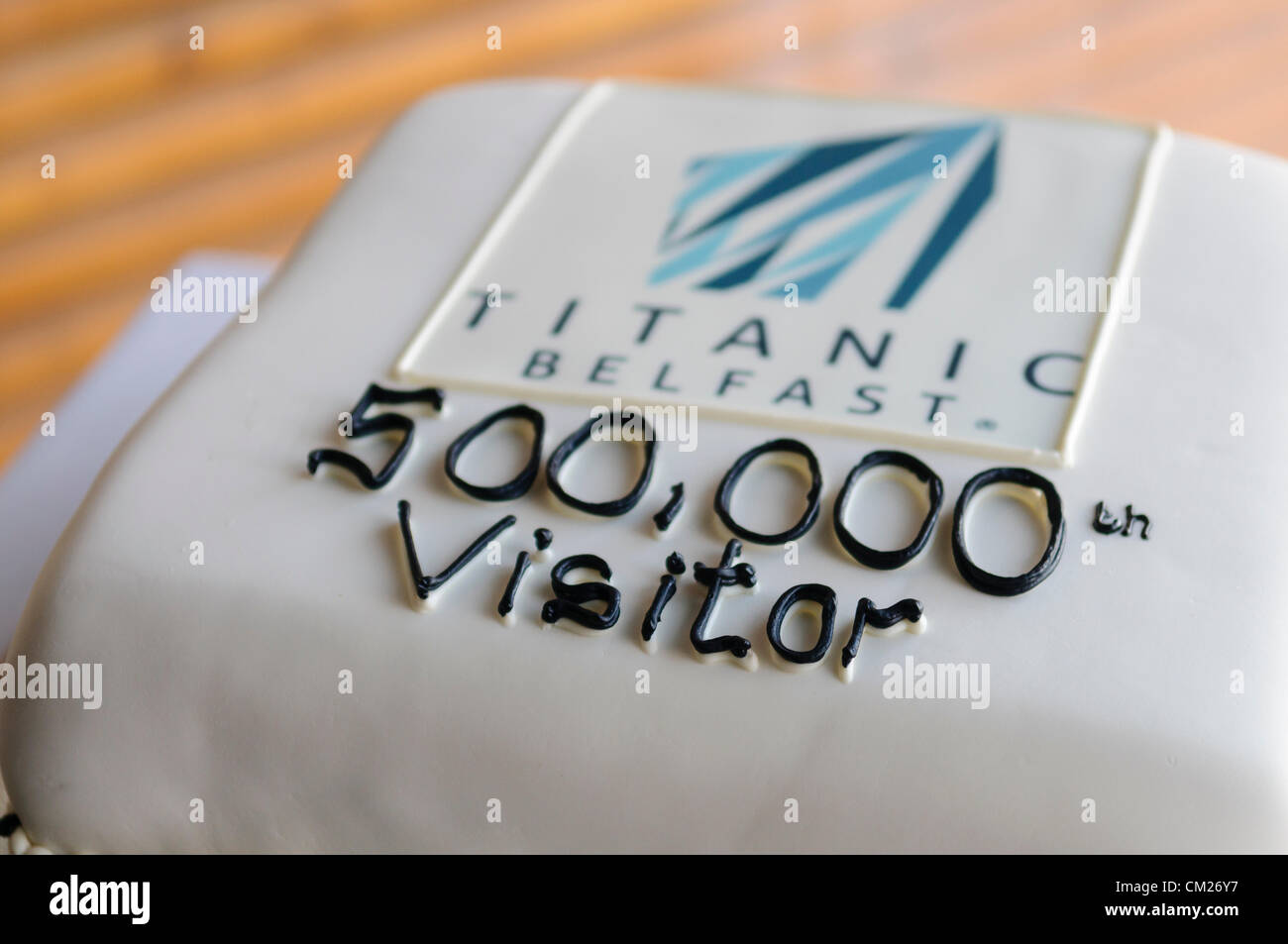 Belfast 18/09/2012 - Titanic Belfast exceeds its own targets by welcoming its 500,000th visitor Canadian citizen Lynda Price, in less than six months. Stock Photo