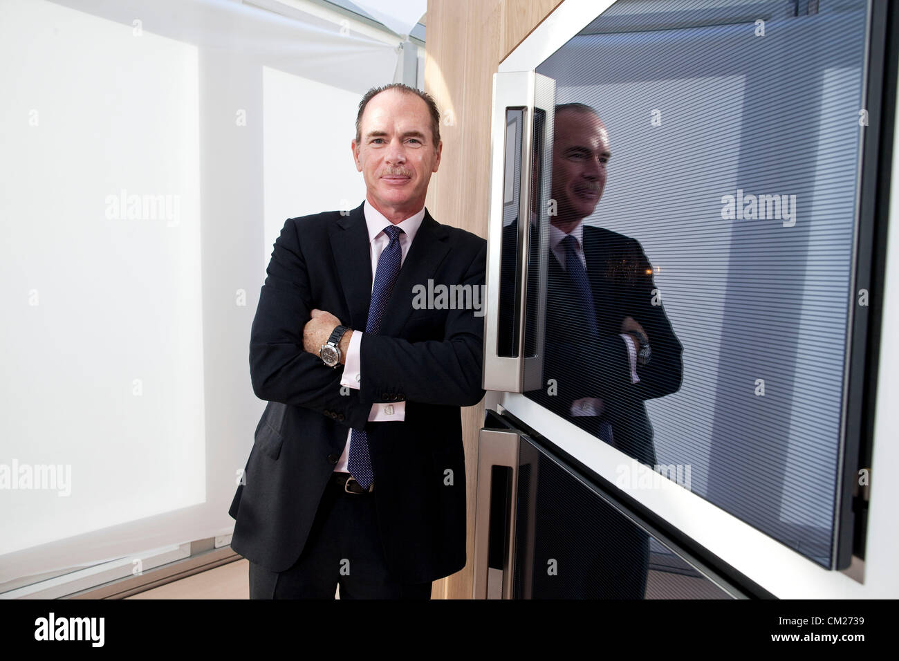 Keith McLoughlin Electrolux CEO & President at the launch of Electrolux Grand Cuisine professional kitchen range. The first and only professional cooking system designed for the home, launched in London, UK. Stock Photo