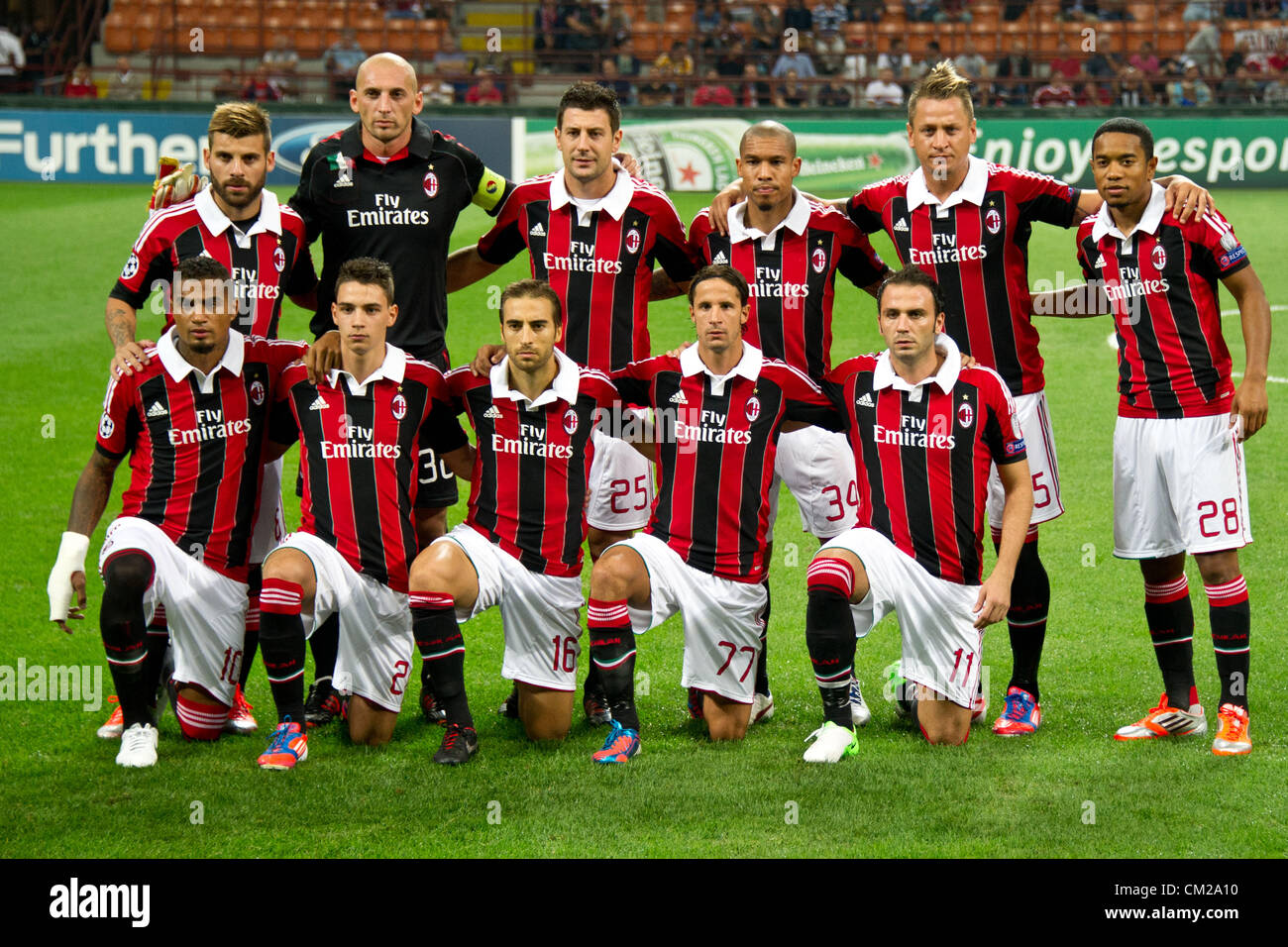 Milan team group line up, SEPTEMBER 18, 2012 - Football / Soccer : AC Milan team (Top L-R) Nocerino, Christian Abbiati, Daniele Bonera, De Jong, Philippe Mexes, Urby