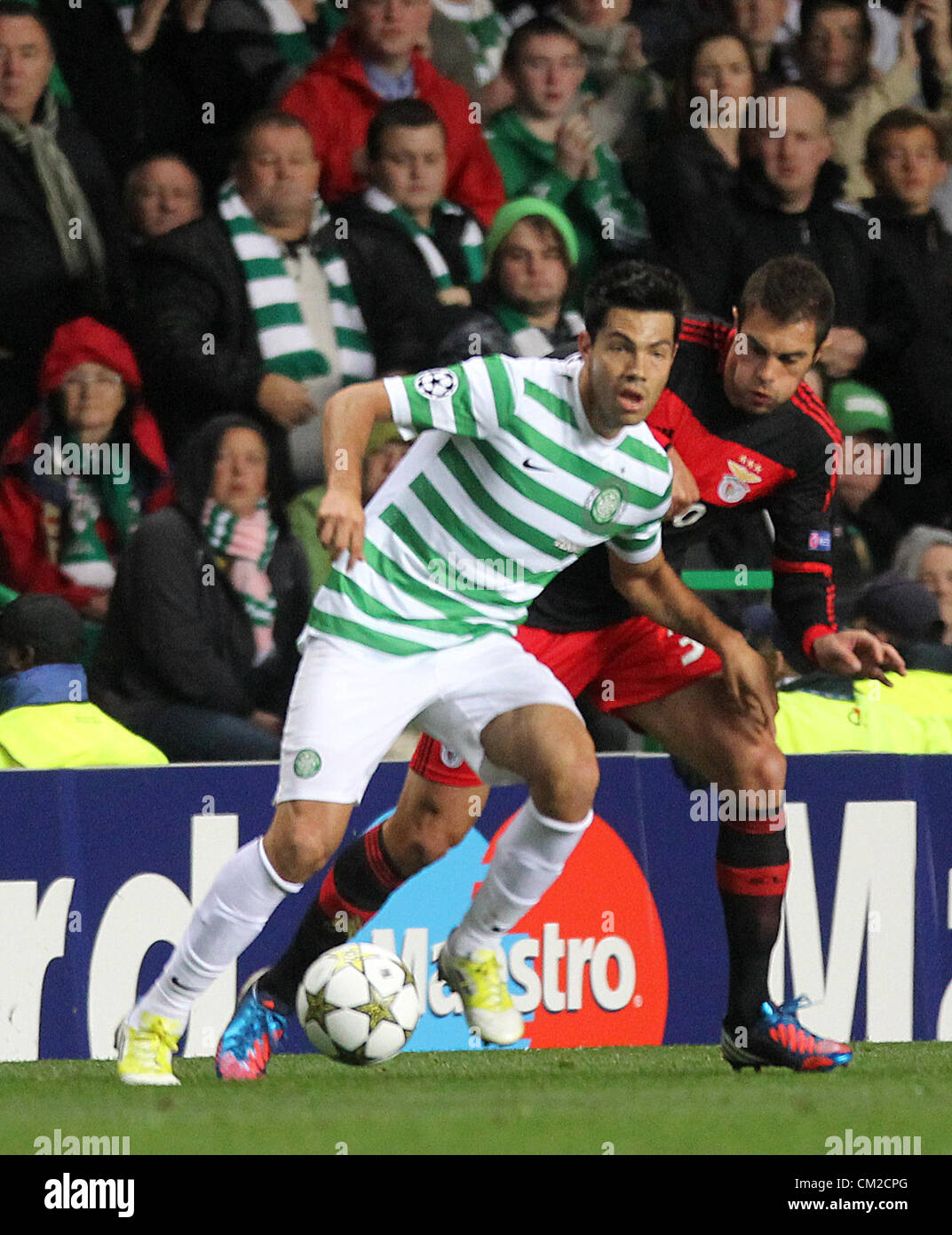 UEFA Champions League Football - Season 2012-13 Group G. Celtic FC v  Benfica FC. Celtic's Miku holds of Benfica's jardel in action during The UEFA  Champions League Group G match between Celtic