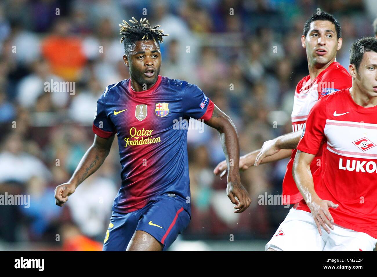 Alex Song (Barcelona), SEPTEMBER 19, 2012 - Football / Soccer : UEFA Champions League Group G match between FC Barcelona 3-2 FC Spartak Moskva at Camp Nou stadium in Barcelona, Spain. (Photo by D.Nakashima/AFLO) [2336] Stock Photo