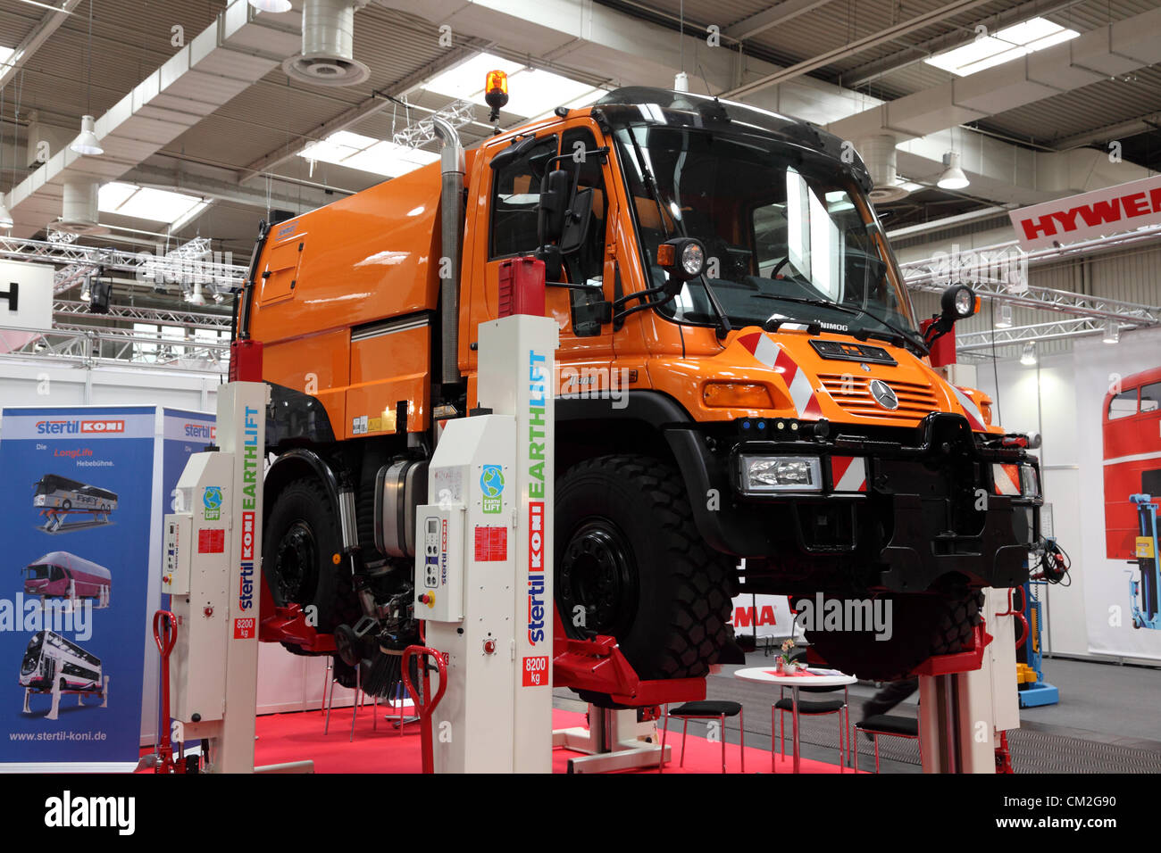 New Mercedes Benz Unimog Truck at the International Motor Show for Commercial Vehicles Stock Photo