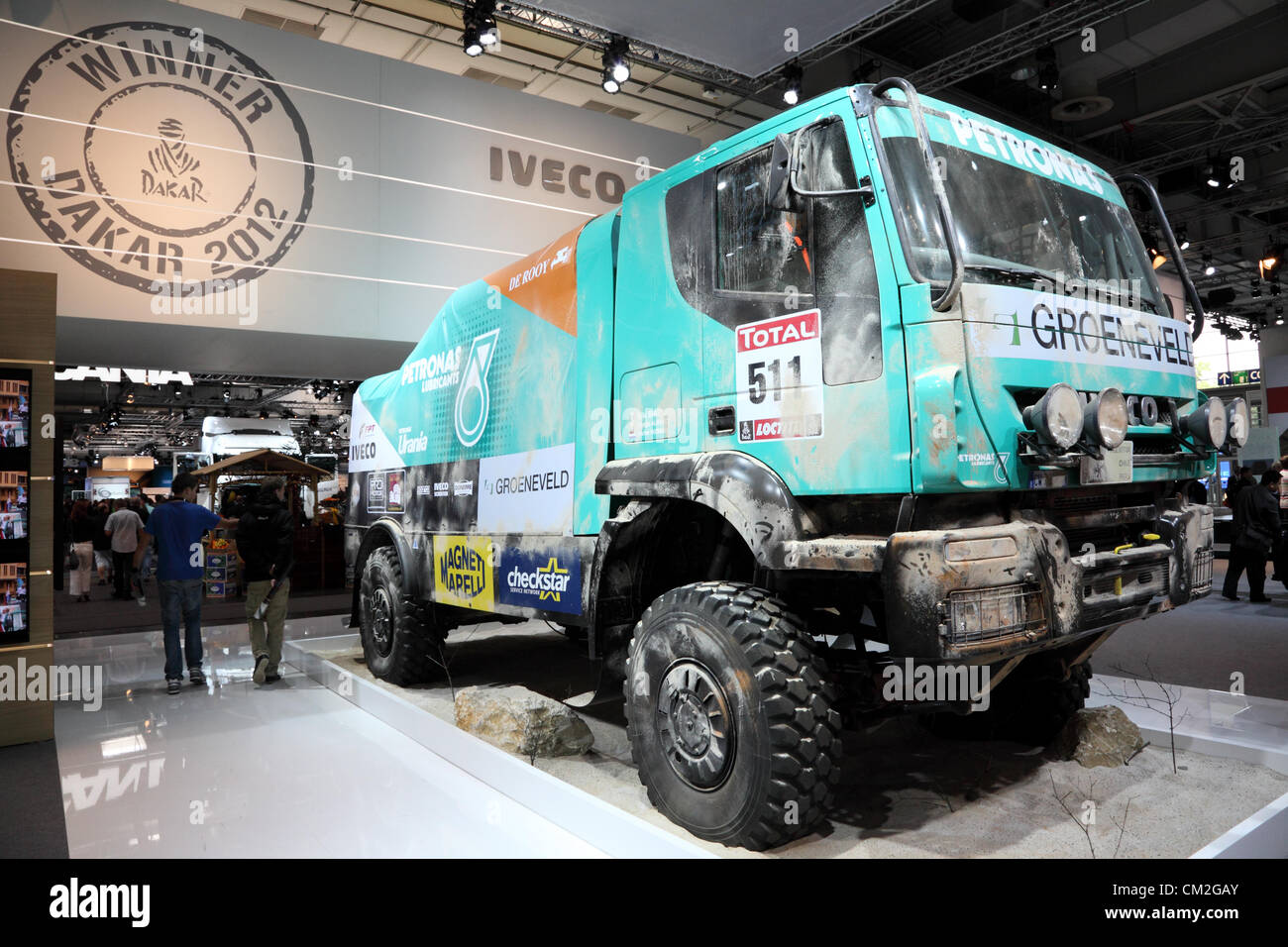 Iveco Rally Dakar Racing Truck at the International Motor Show for Commercial Vehicles Stock Photo