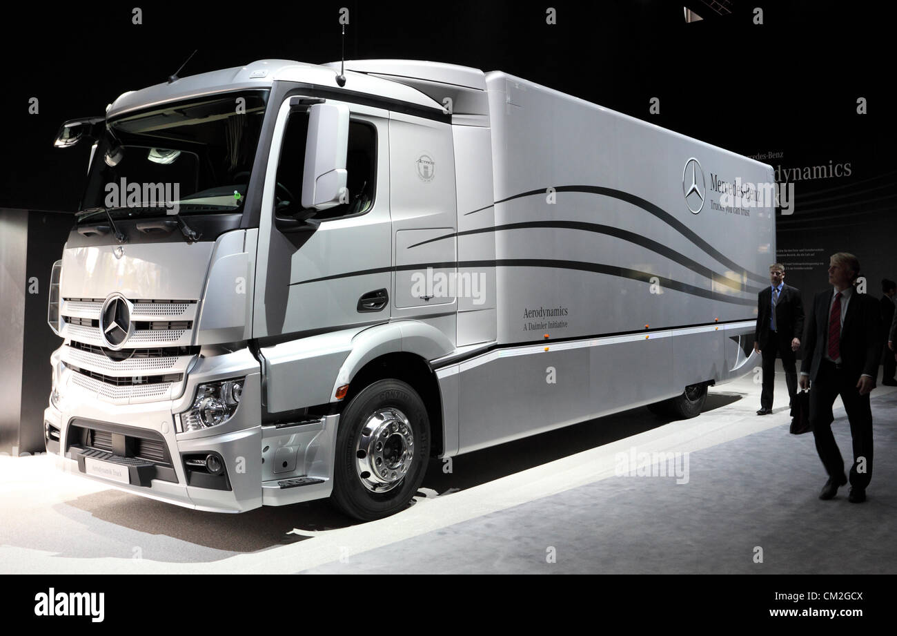 New Mercedes Benz Aerodynamics Truck at the International Motor Show for Commercial Vehicles Stock Photo