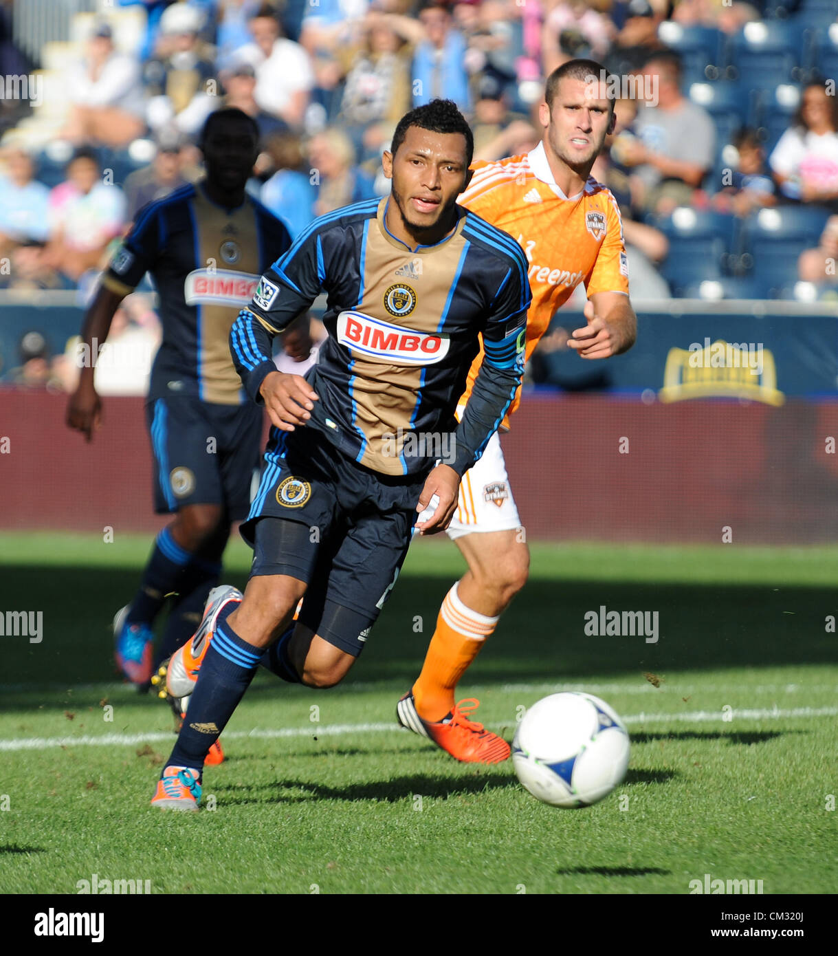 Sept. 23, 2012 - Chester, Pennsylvania, U.S - Union's,  CARLOS VALDES in action against Houston. The Union won the match 3-1 at PPL Park (Credit Image: © Ricky Fitchett/ZUMAPRESS.com) Stock Photo