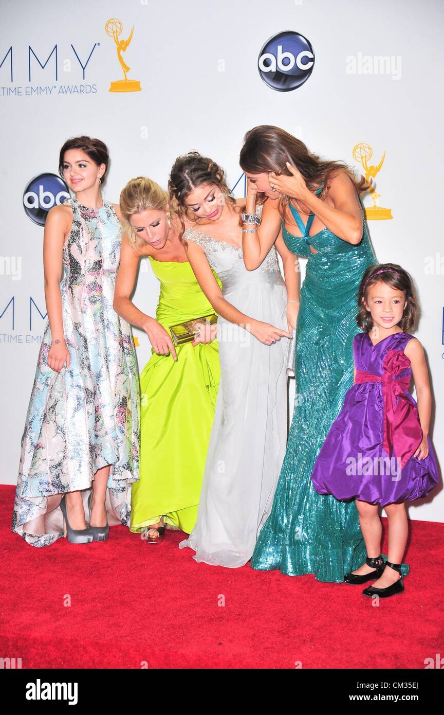 Julie Bowen Ariel Winter Sarah Hyland Sofia Vergara Aubrey Anderson-Emmons inpress room64th Primetime Emmy Awards - PRESS ROOM Stock Photo