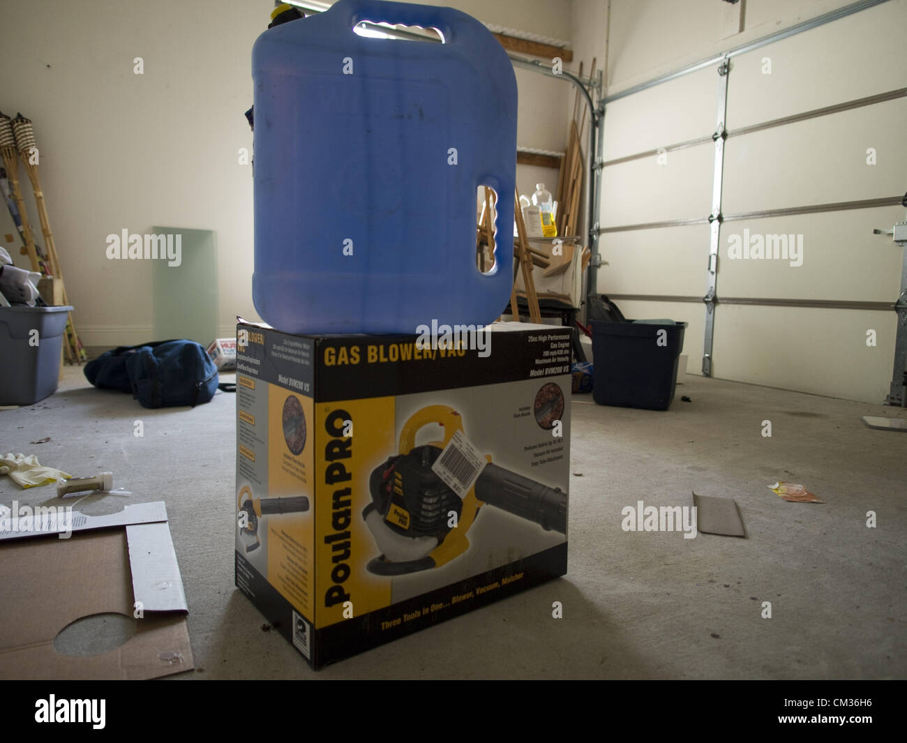March 15, 2012 Covington, Louisiana, U.S A bin of belongings sits