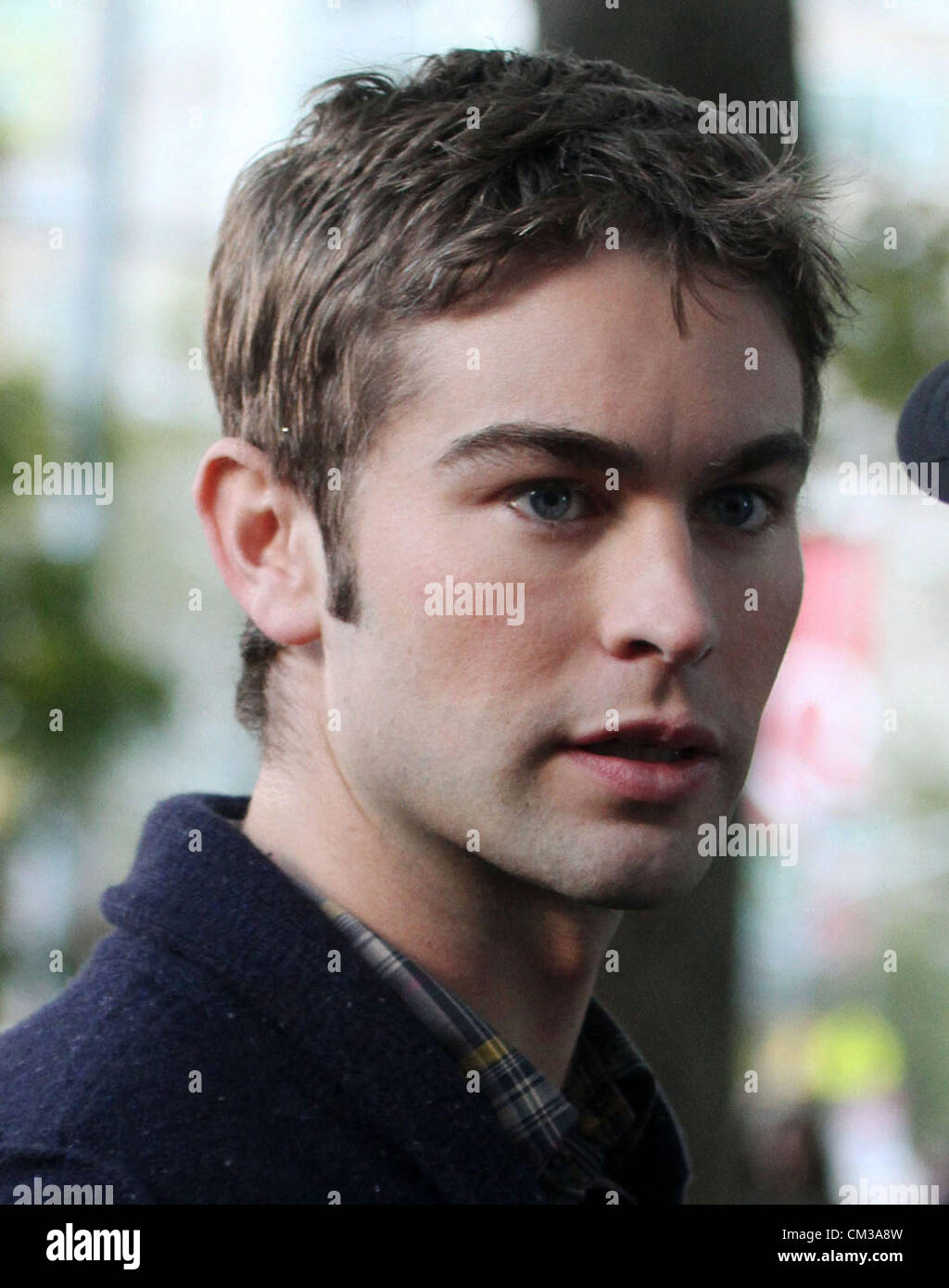 Sept. 24, 2012 - New York, New York, U.S. - Actor CHACE CRAWFORD films a scene from hIS TV show 'Gossip Girl' on the Upper West Side. (Credit Image: © Nancy Kaszerman/ZUMAPRESS.com) Stock Photo