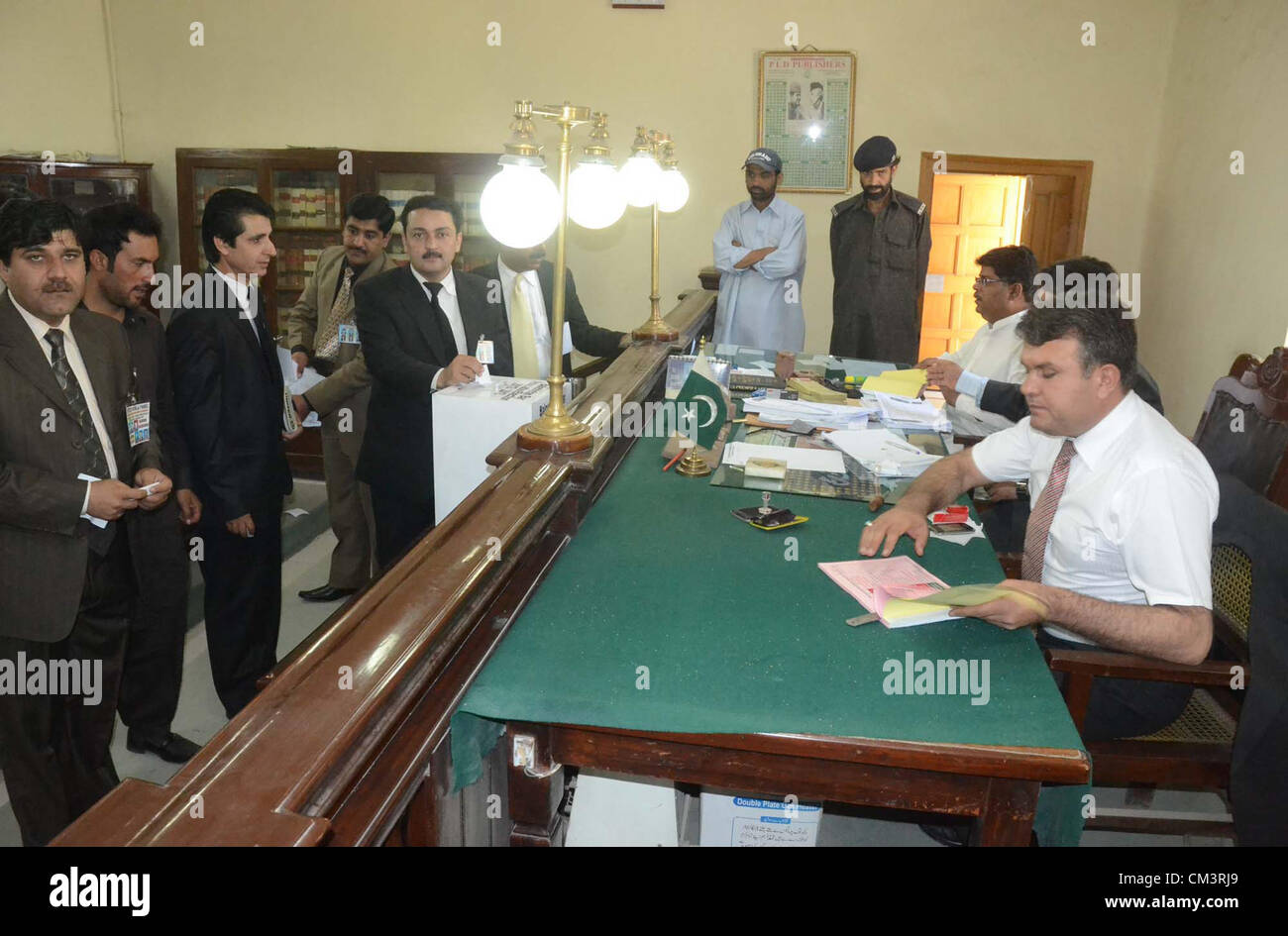 Lawyers cast their votes on occasion of the Balochistan Bar  Association (BBA) elections held in Quetta on Friday, September 28, 2012. Stock Photo