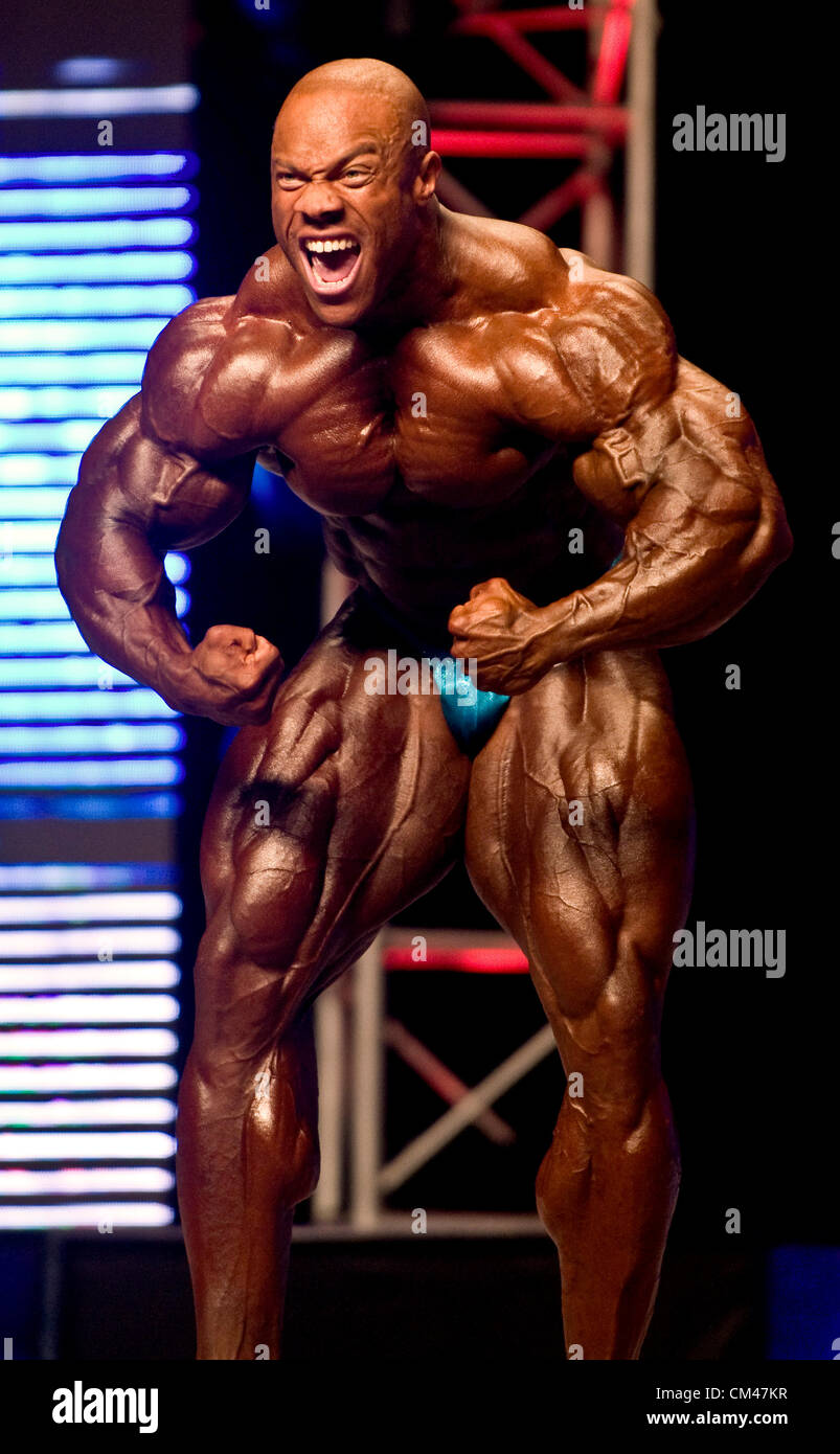 Sept. 28, 2012 - Las Vegas, Nevada, USA - PHIL HEATH, the 2011 Mr. Olympia,  who would go on to win the competition for a second year in a row, poses in