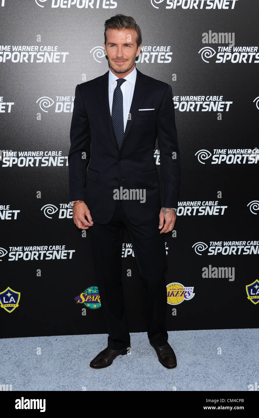 David Beckham arrives at the Time Warner cable sports TV channel launch in El Segundo, CA. 1st Oct 2012. USA. Stock Photo
