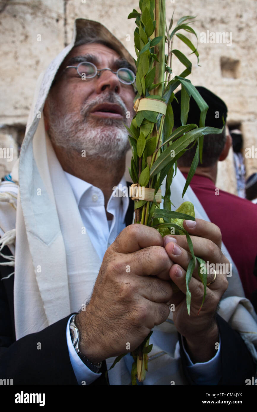 Jerusalem, Israel. 3rd October 2012. Religious Jews hold and shake the
