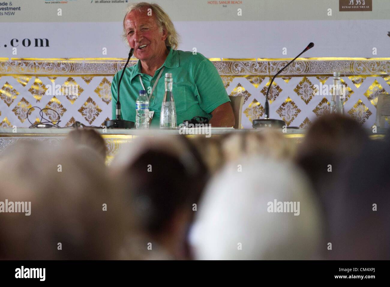 BALI, INDONESIA, 5th October, 2012. A Filmaker and  London-based Australian journalist , John Richard Pilger as he talks in Ubud Writers and Readers Festival in Ubud, Bali, Indonesia on Friday, 5 October, 2012. Stock Photo