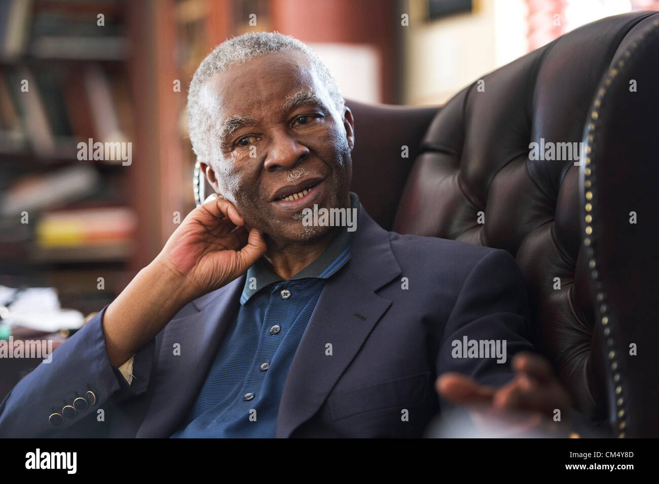 JOHANNESBURG, SOUTH AFRICA: Former South African president Thabo MBeki talks about South Africa's roll in the development of the continent at his home on October 4, 2012 in Johannesburg, South Africa. (Photo by Gallo Images / Foto24 / Nicolene Olckers) Stock Photo