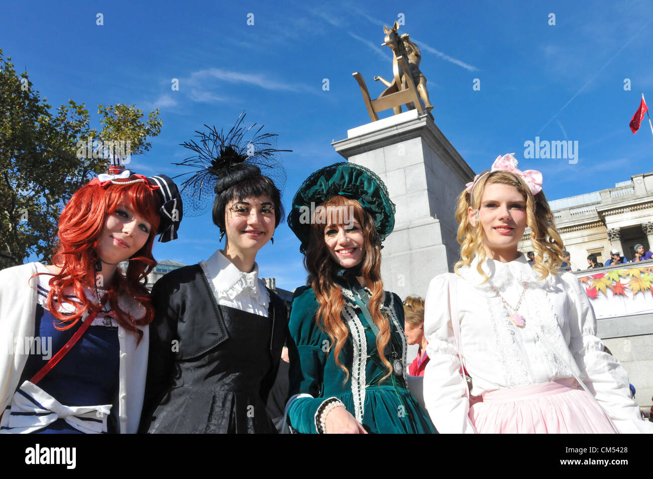 Trafalgar Square, London, UK. 6th October 2012. Four girls in 'Cosplay' outfits at the Japan Matsuri event. The Japan Matsuri 2012 Festival in Trafalgar Square, a celebration of Japanese food, culture, music and dance Credit:  Matthew Chattle / Alamy Live News Stock Photo