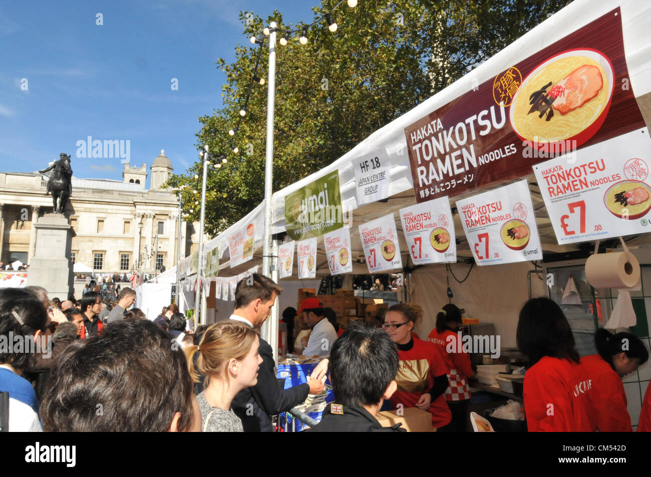 Trafalgar Square, London, UK. 6th October 2012. The Japanese food stalls in Trafalgar Square.  The Japan Matsuri 2012 Festival in Trafalgar Square, a celebration of Japanese food, culture, music and dance Credit:  Matthew Chattle / Alamy Live News Stock Photo