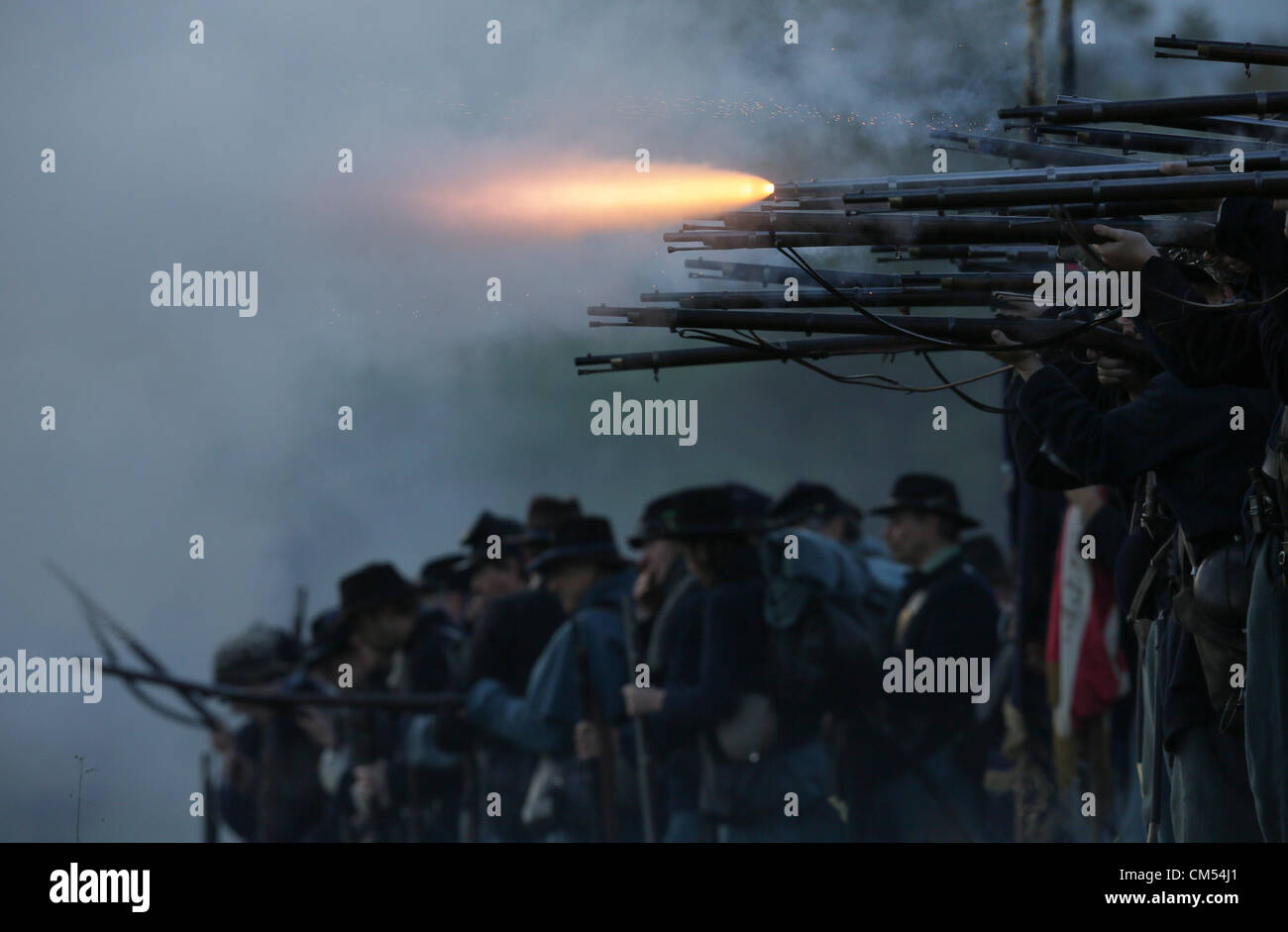 October 6, 2012 Perryville, Kentucky, USA Union soldiers advance