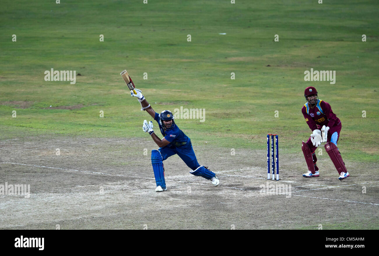 Sangakarra with an unorthodox cricketing shot Stock Photo