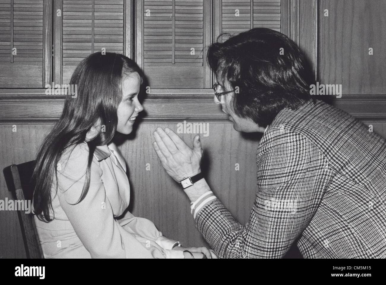 LINDA BLAIR at her 15th birthday party in Hollywood 1974.with William Friedkin , her director on The Exorcist.(Credit Image: © Sylvia Norris/Globe Photos/ZUMAPRESS.com) Stock Photo
