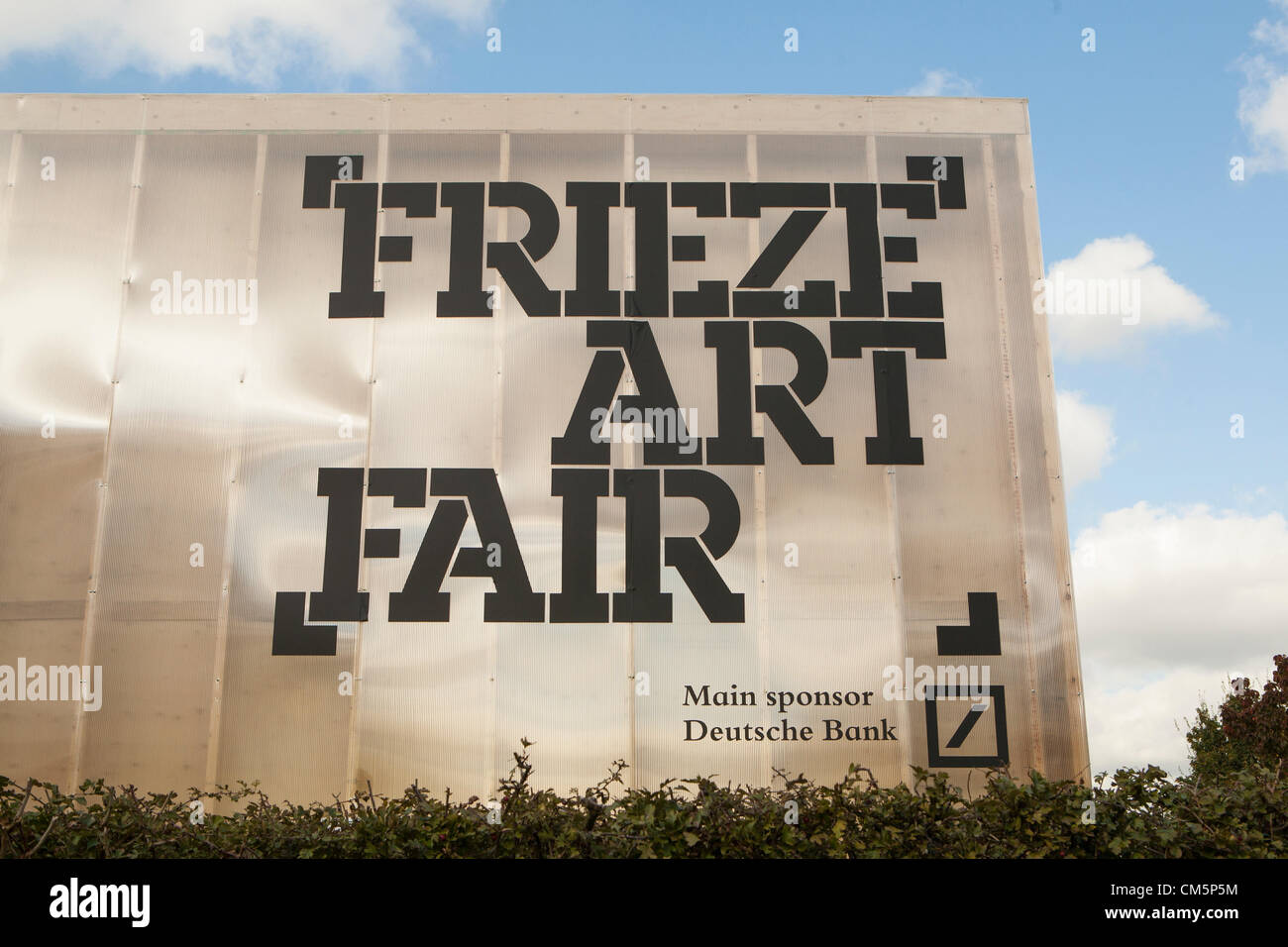 London, UK. 10th October 2012. The 2012 Frieze Art Fair opened today in Regent's Park, London, England. Stock Photo