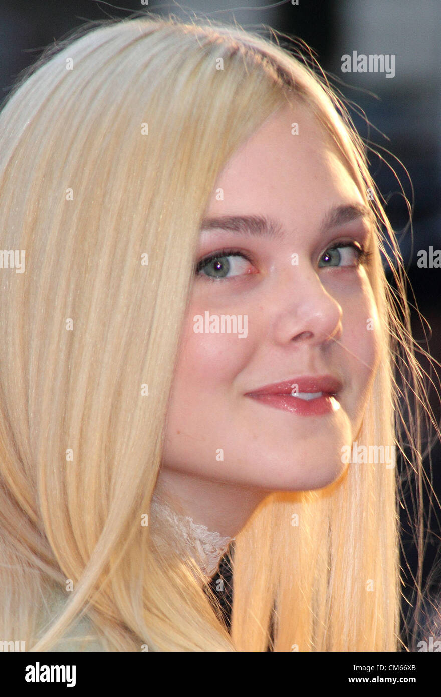 Elle Fanning at the BFI London Film Festival screening of 'Ginger and Rosa' ' at the Odeon West End, London October 13th 2012  Photo by Keith Mayhew Stock Photo