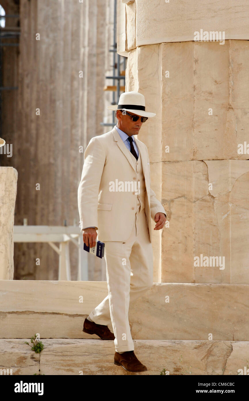 Oct. 15, 2012 - Athens, Greece - Actor VIGGO MORTENSEN during the filming of the movie''The Two Faces of January'' inside Parthenon at the Acropolis. The movie is based on Patricia Highsmith's book and was adapted by Hossein Amini (Drive) who'll be making his feature film directorial debut with the thriller. (Credit Image: © Aristidis Vafeiadakis/ZUMAPRESS.com) Stock Photo