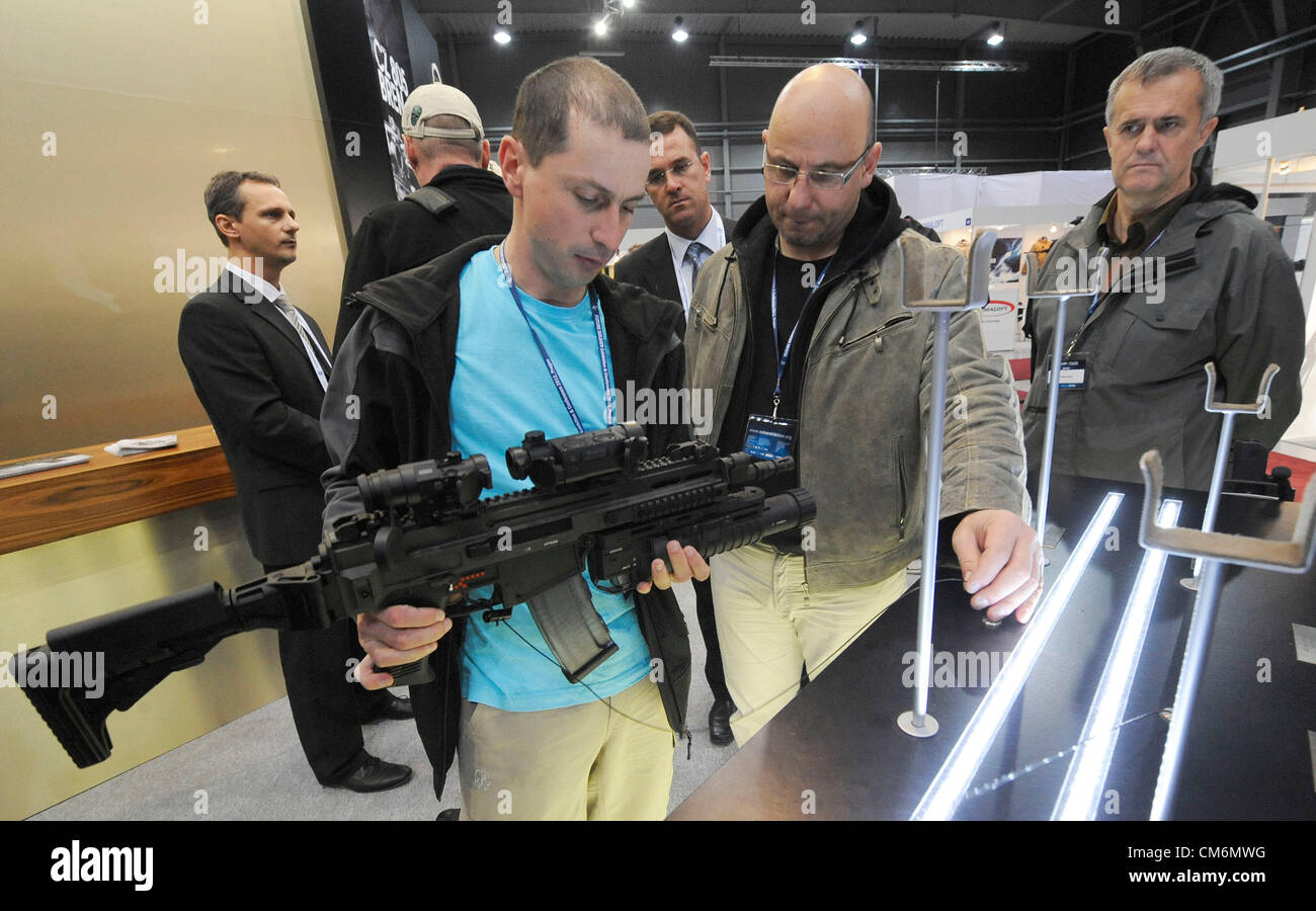 Prague, Czech Republic. 17th October 2012. The international military exhibiton Future Soldier starts in Prague, Czech Republic, October 17, 2012. The exhibition focuses on the promotion of technology in defense and security. (CTK Photo/Stanislav Zbynek) Stock Photo