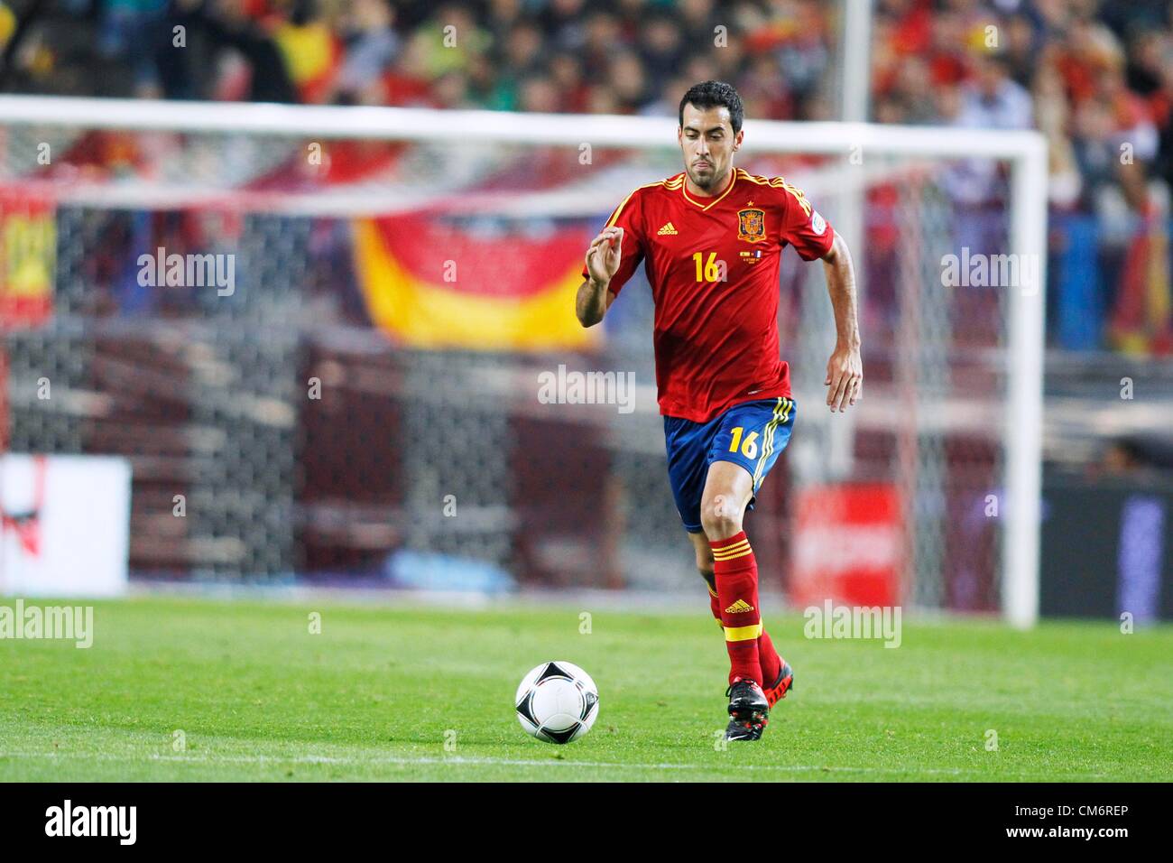 Sergio Busquets (ESP), OCTOBER 16, 2012 - Football / Soccer : FIFA World Cup Brazil 2014 Qualifier European Zone Group I match between Spain 1-1 France at Estadio Vicente Calderon in Madrid, Spain. (Photo by D.Nakashima/AFLO) Stock Photo