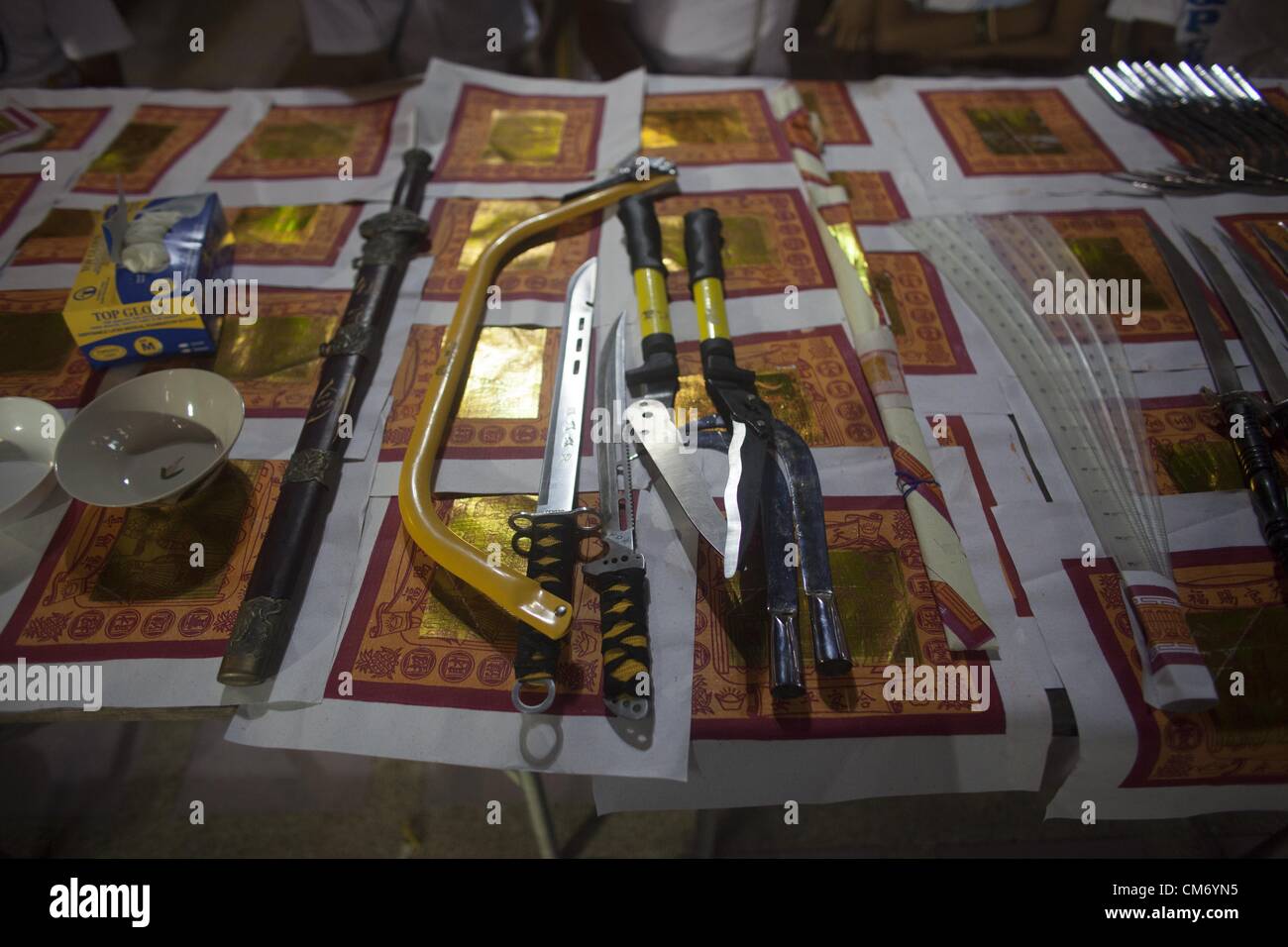 Oct. 19, 2012 - Phuket, Thailand - Sharp objects used in piercing are ...