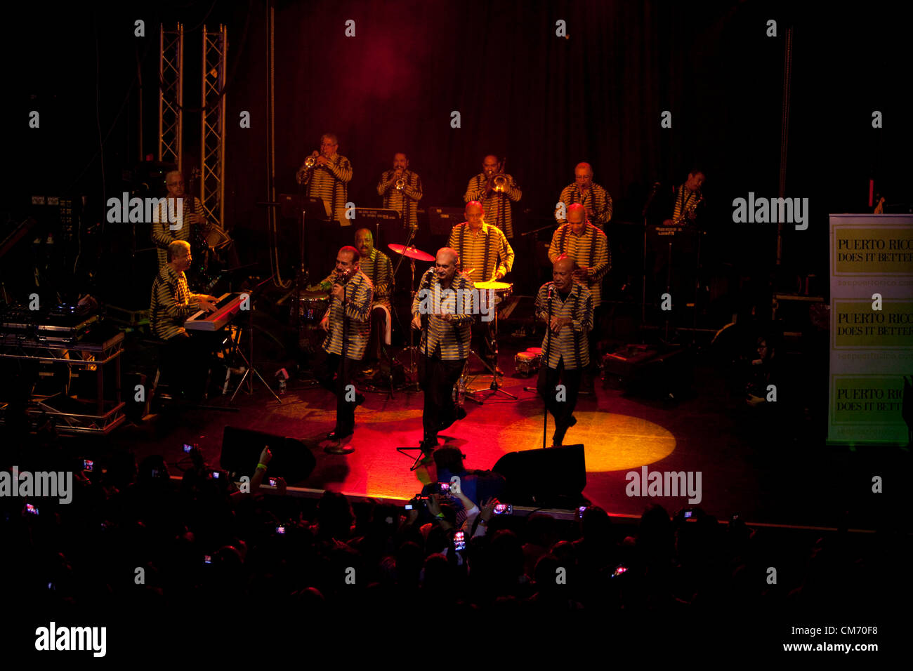 El Gran Combo de Puerto Rico, famous Puerto Rican salsa music orchestra, celebrates its 50th anniversary at Electric Brixton, London, England- Thursday, October the 18th, 2012. Stock Photo