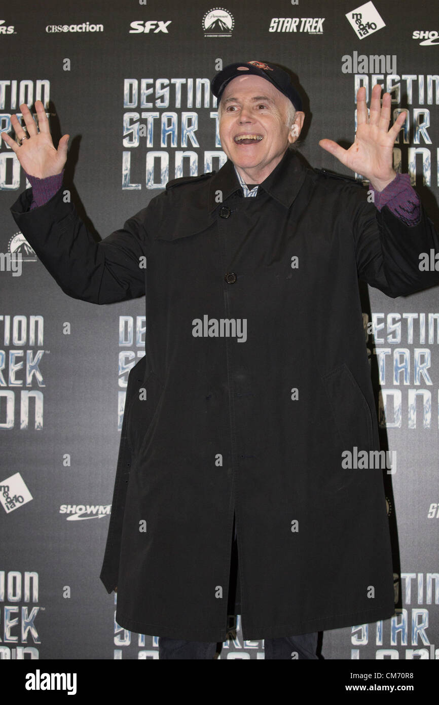 London, England, UK. Friday, 19 October 2012. American actor Walter Koenig who played Ensign Pavel Chechov in the original Star Trek series. Destination Star Trek London takes place at the ExCel Exhibition Centre in East London from 19-21 October 2012. Stars attending the opening photocall. Stock Photo